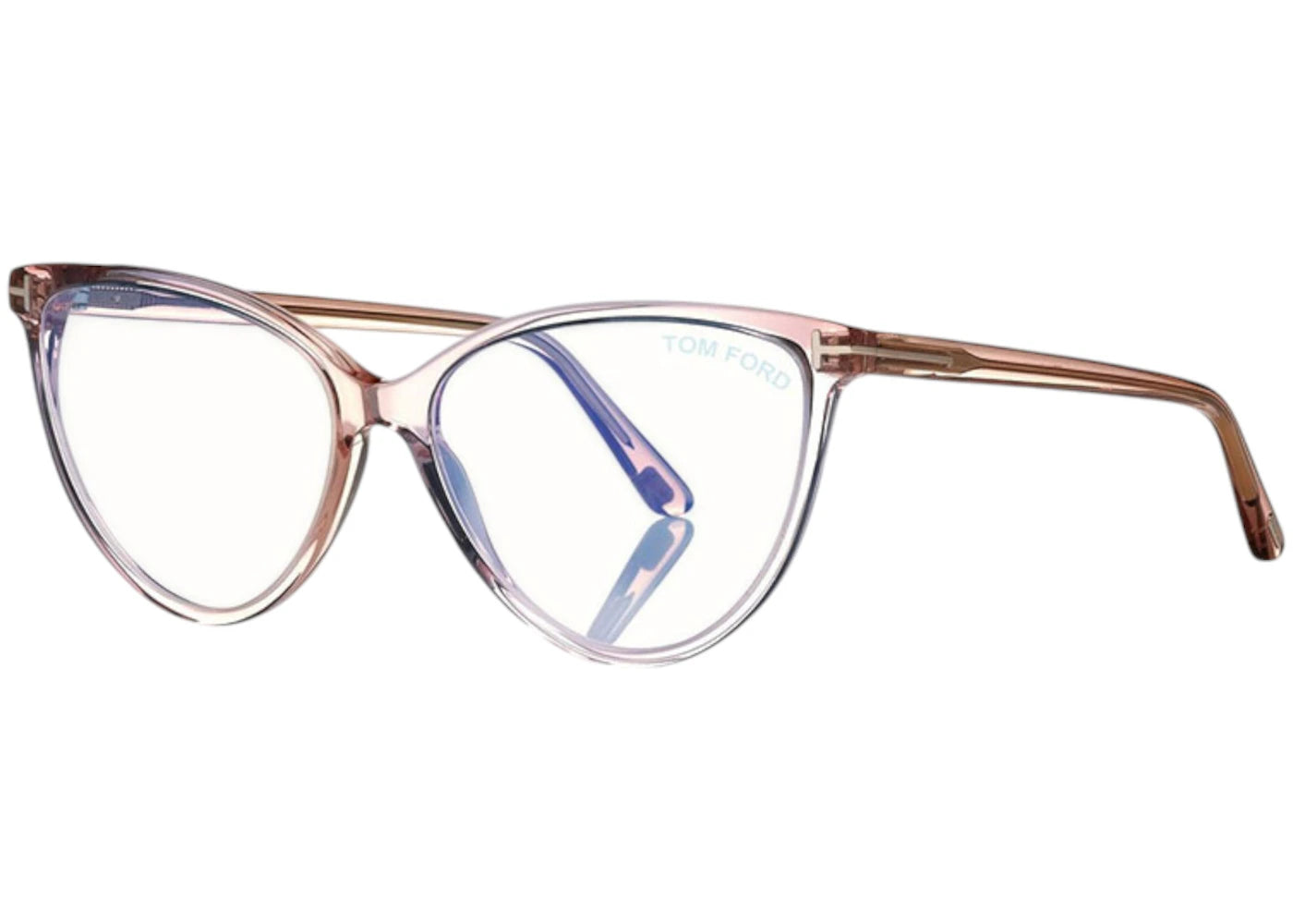 Tom Ford Round Eyeglasses Shiny Transparent Pink (FT5743-B 074)