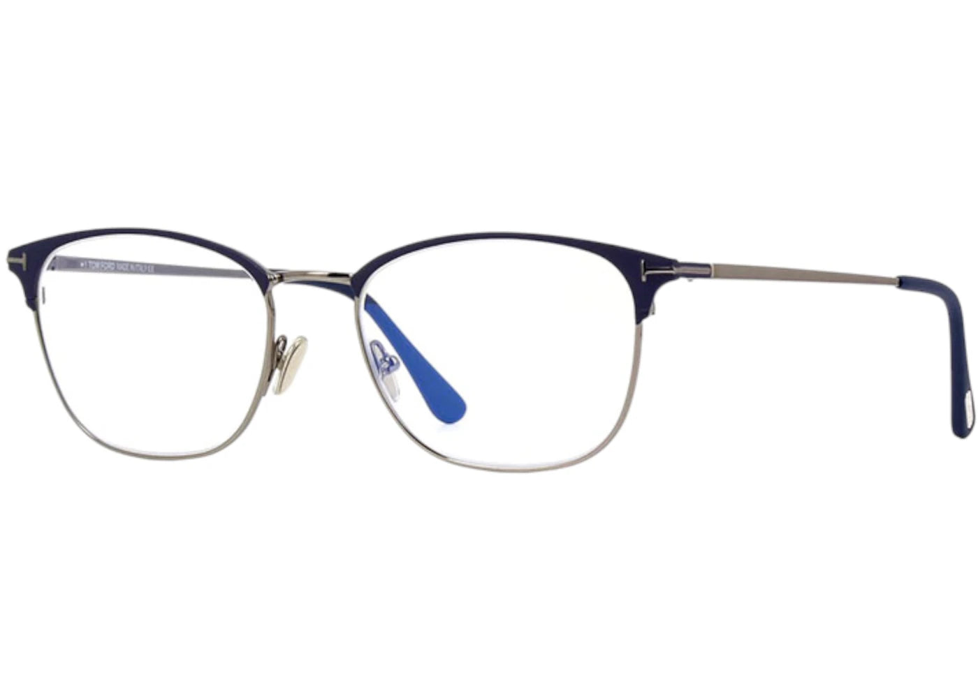 Tom Ford Square Eyeglasses Matte Blue/Shiny Dark Ruthenium (FT5750-B 091)