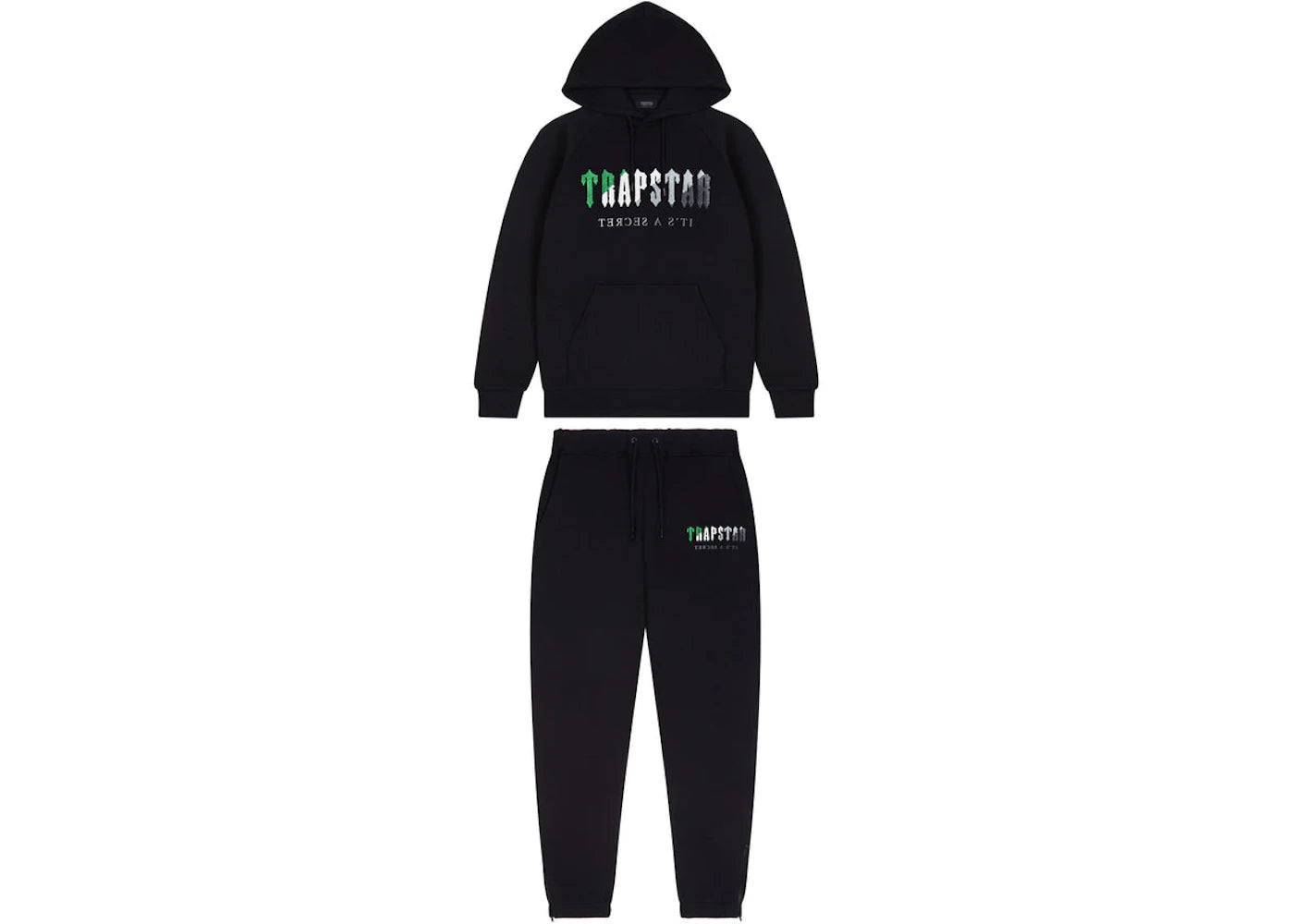 Trapstar Chenille Decoded Hooded Tracksuit Black/Green Bee AW22 Edition