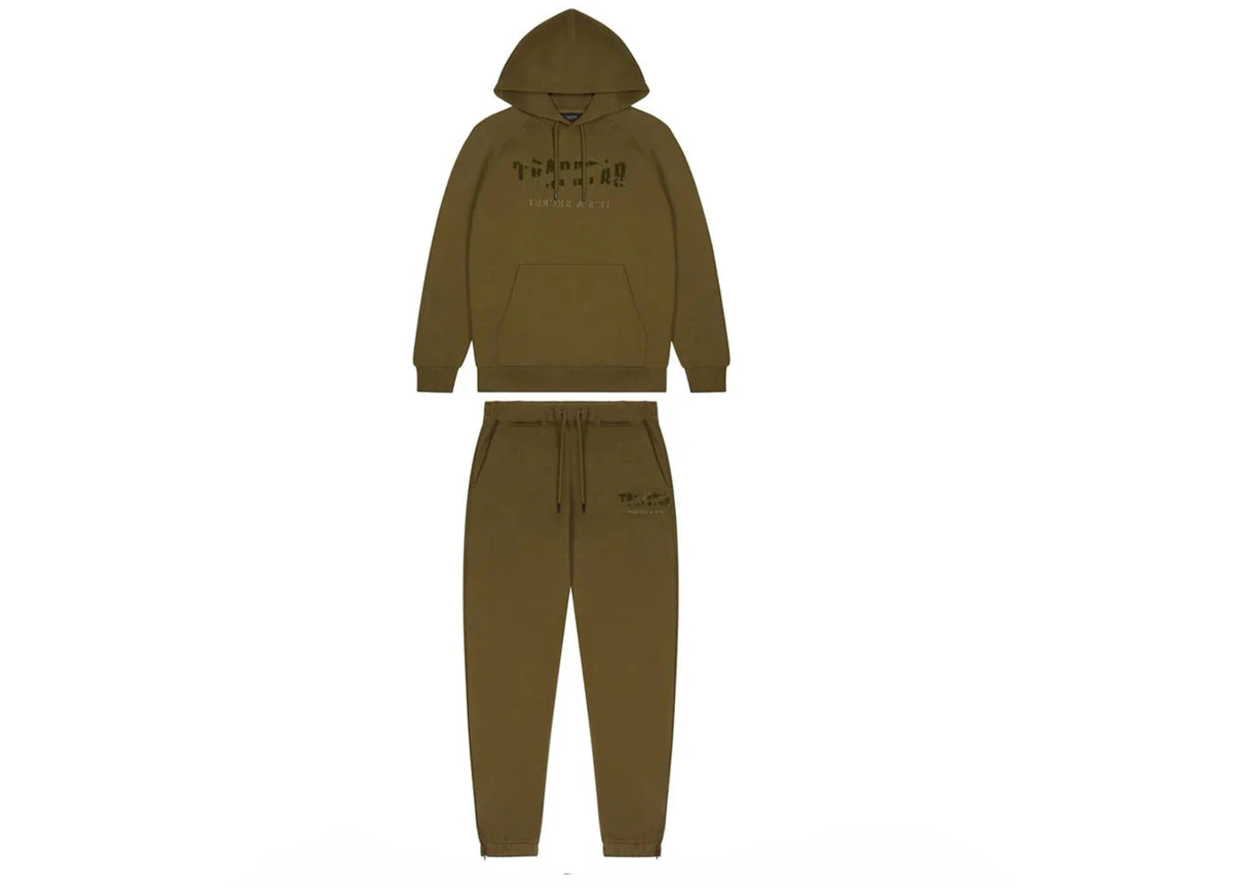 Trapstar Chenille Decoded Hooded Tracksuit Olive Camo