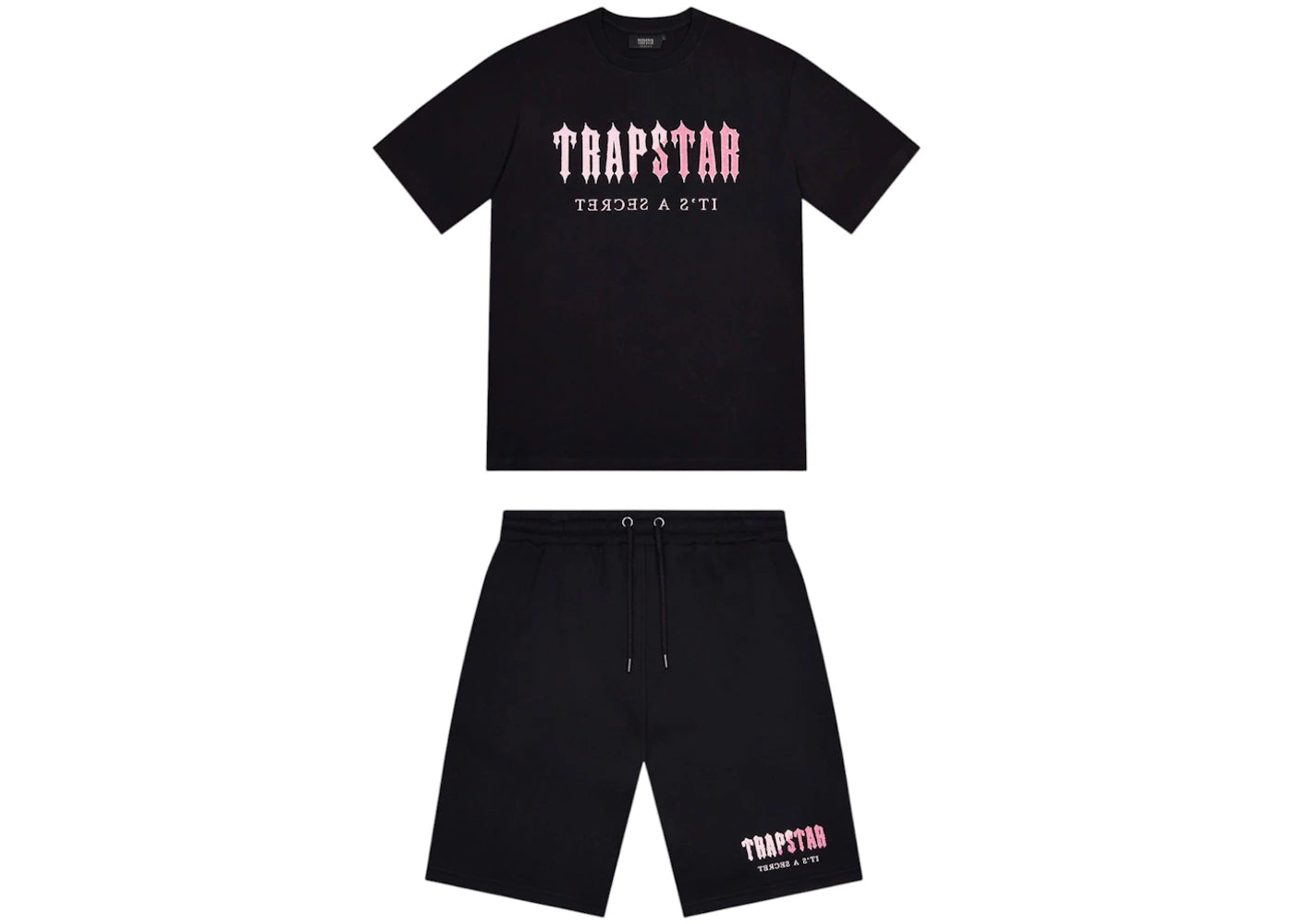 Trapstar Chenille Decoded Short Set Black/Pink