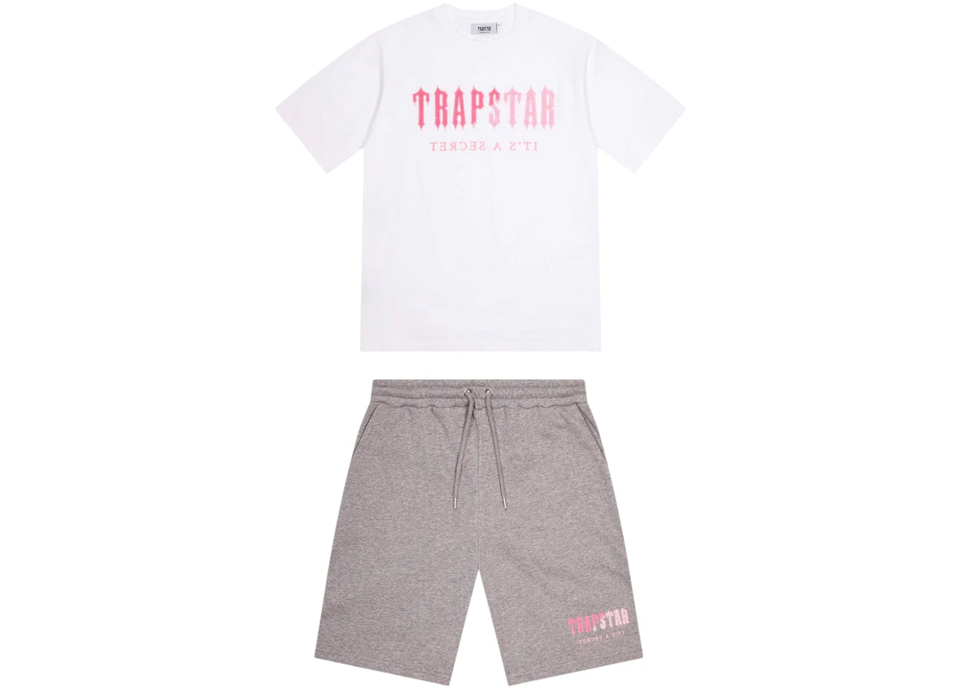 Trapstar Chenille Decoded Short Set White/Pink