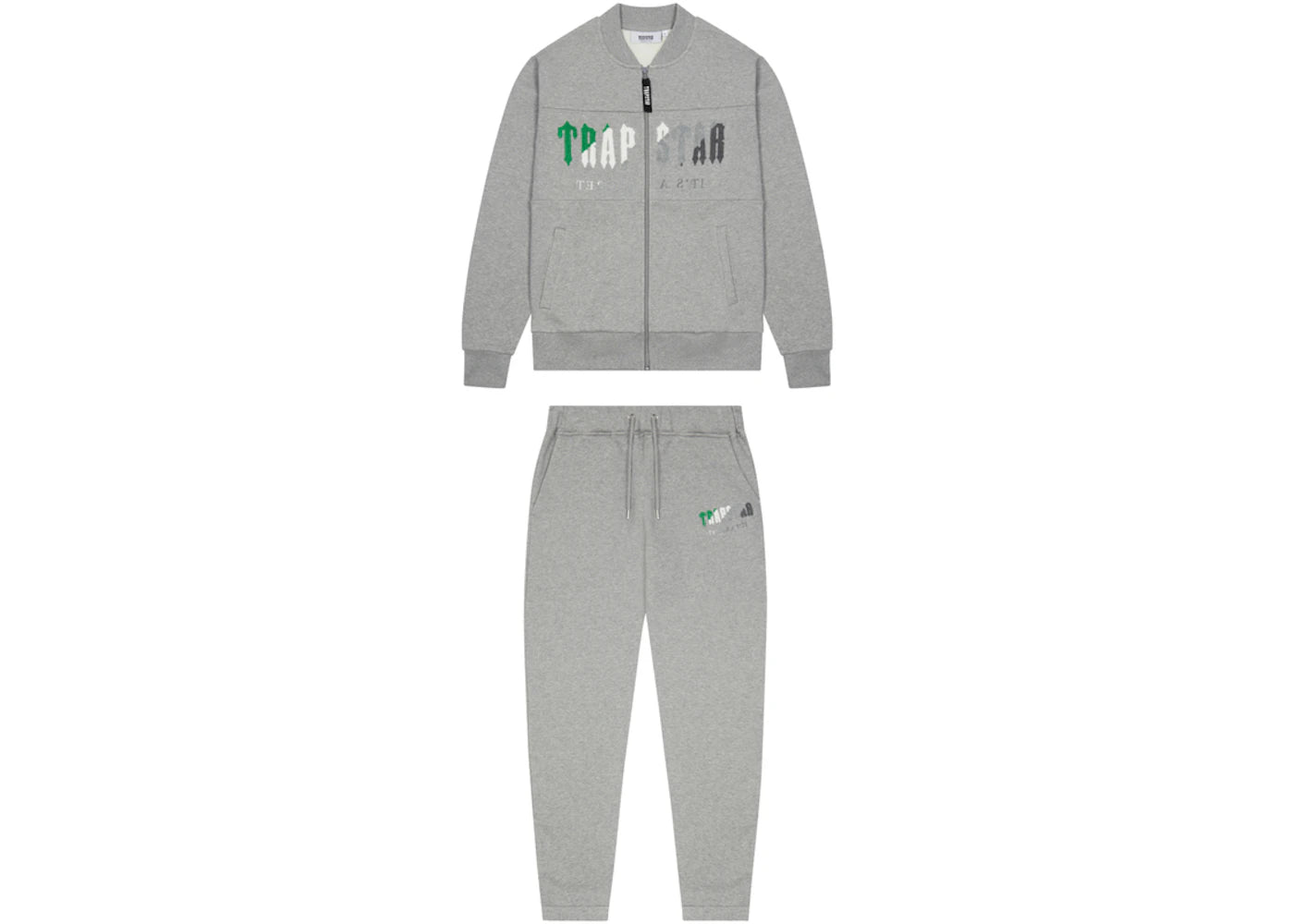 Trapstar Chenille Decoded Zip Tracksuit Grey/Green Bee AW22 Edition