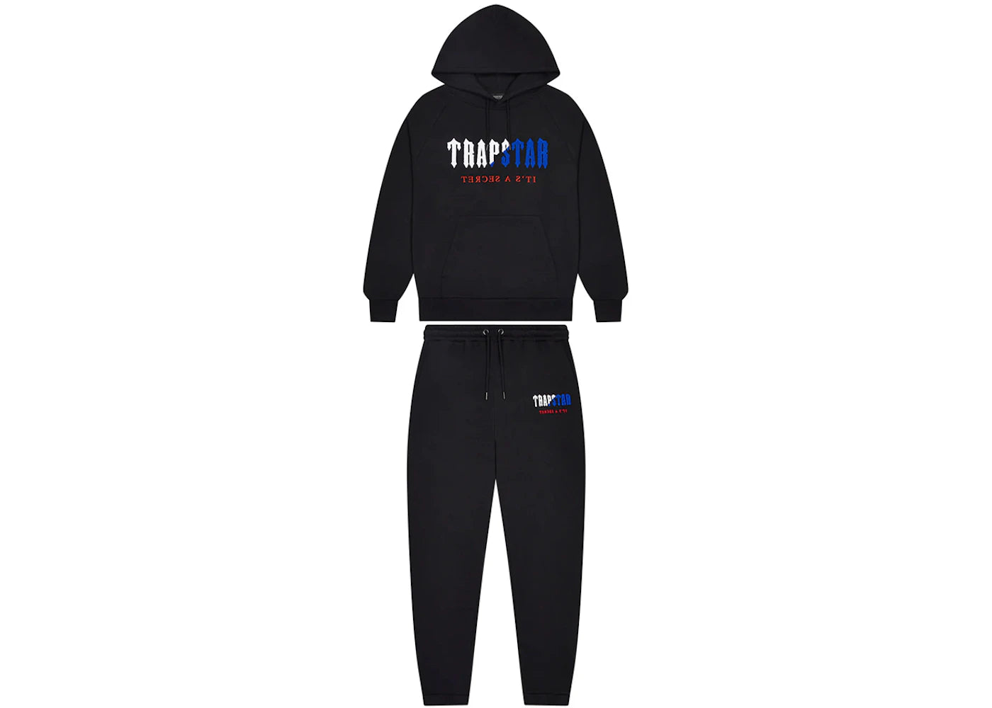 Trapstar Decoded Chenille Hooded Tracksuit Black/Blue/Red