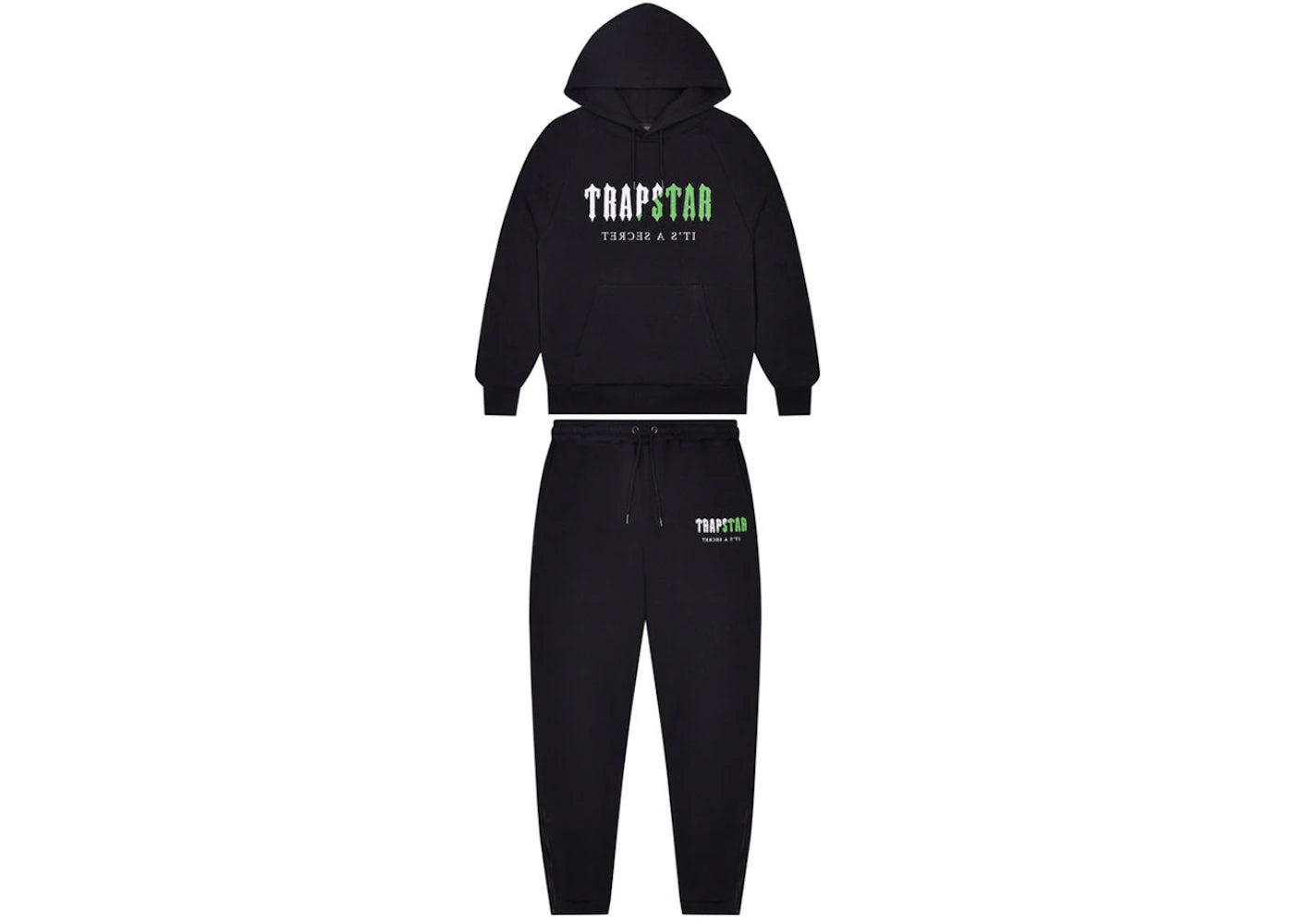 Trapstar Decoded Chenille Hooded Tracksuit Black/Light Green