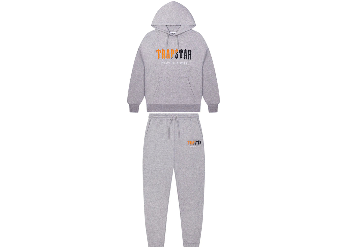 Trapstar Decoded Chenille Hooded Tracksuit Grey/Orange