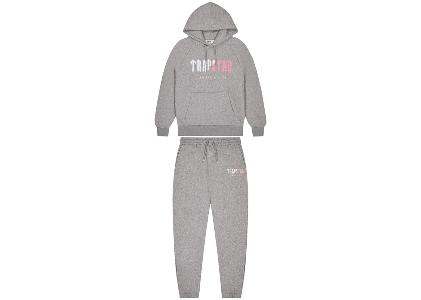 Trapstar Decoded Chenille Hooded Tracksuit Grey/Pink