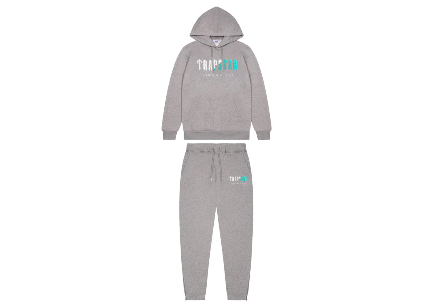 Trapstar Decoded Chenille Hooded Tracksuit Grey/Teal