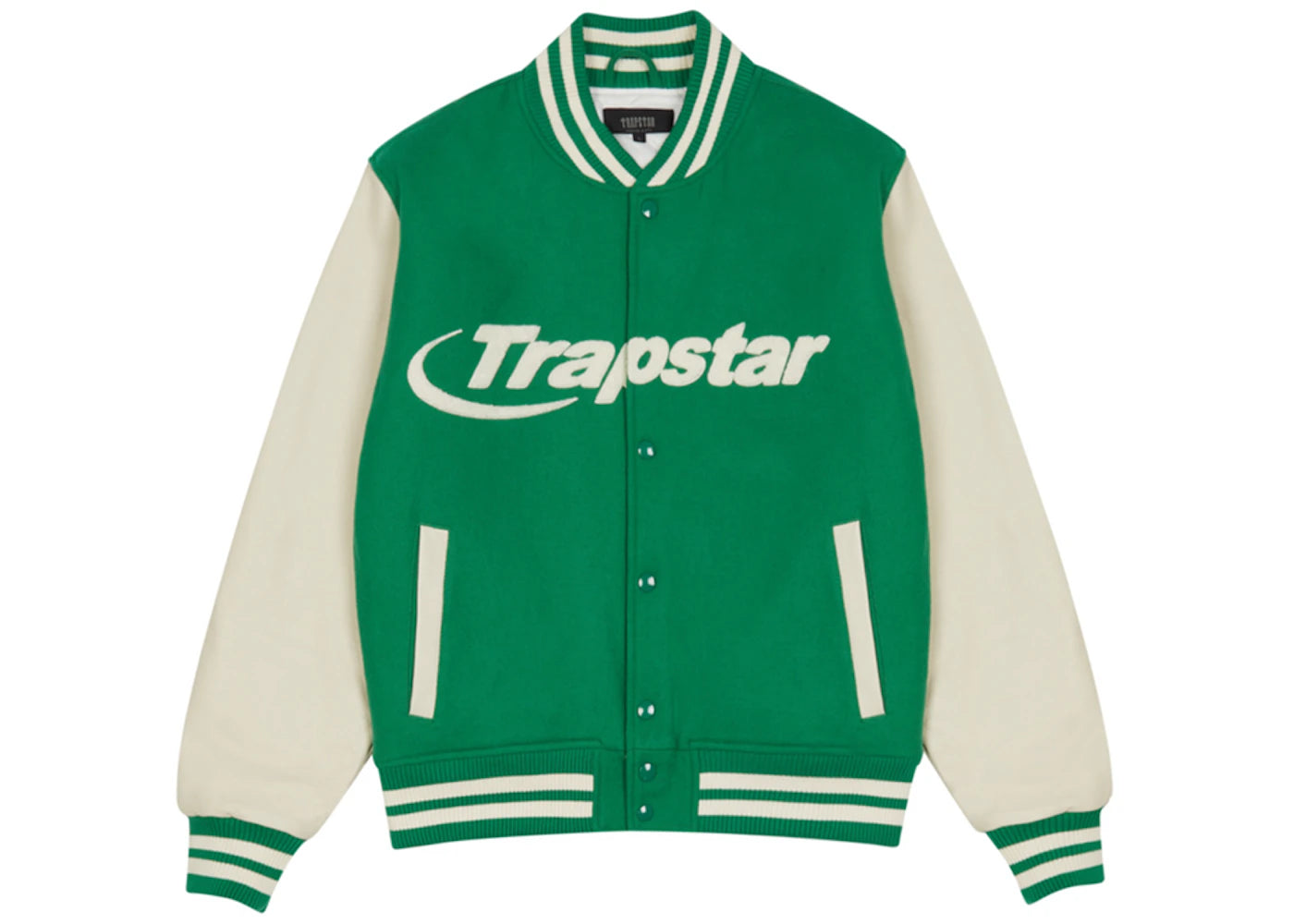 Trapstar Hyperdrive Chenille Varsity Jacket Green Bee/Cream