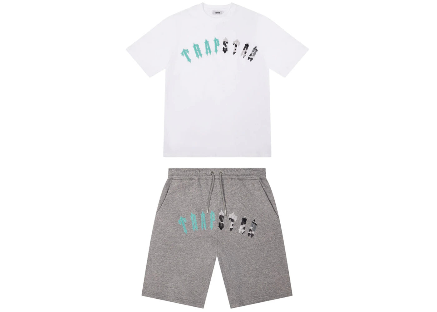 Trapstar Irongate Arch Chenille Short Set Grey/Sea Blue