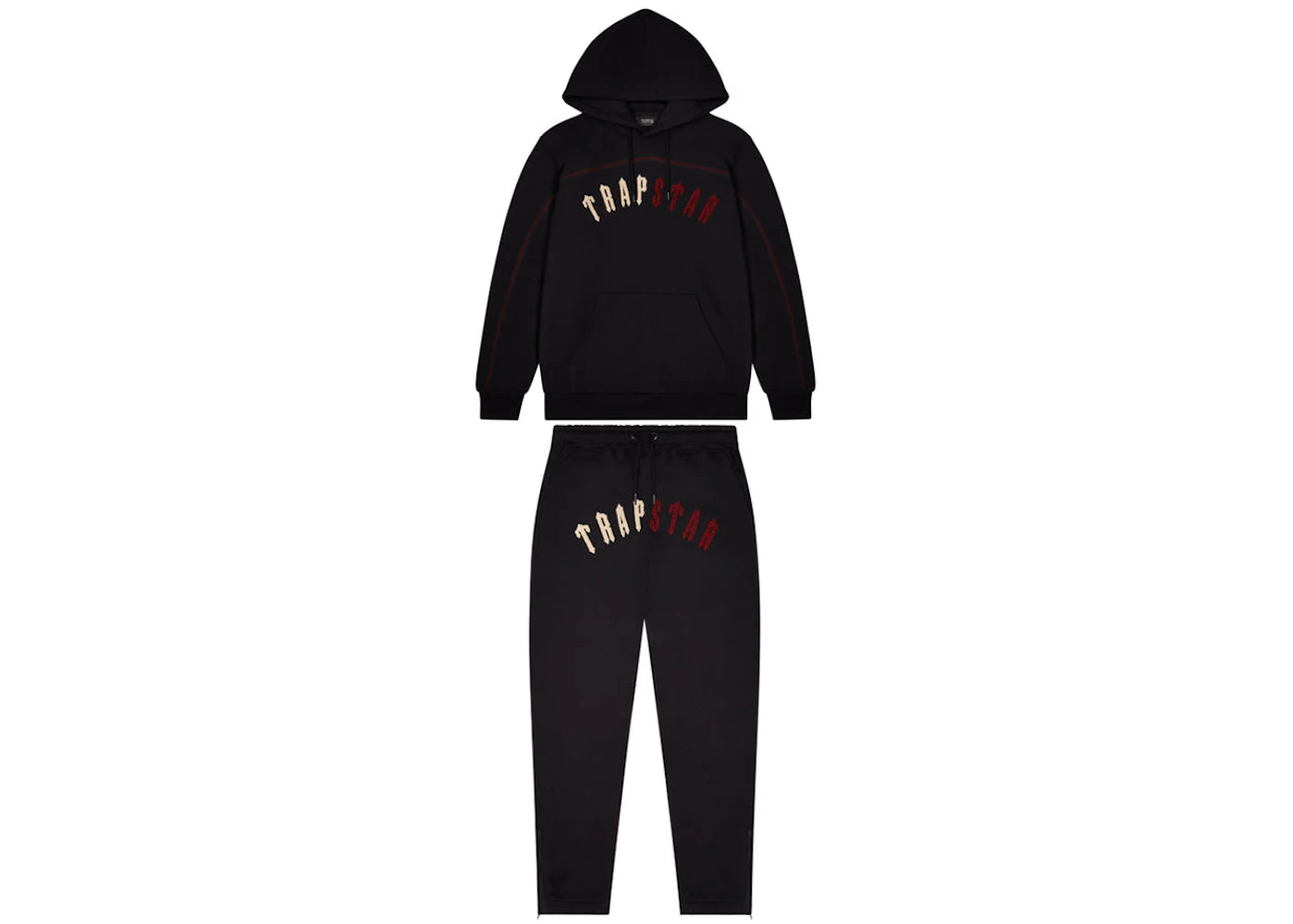 Trapstar Irongate Chenille Arch Hooded Tracksuit Black/Brindle/Zinfandel