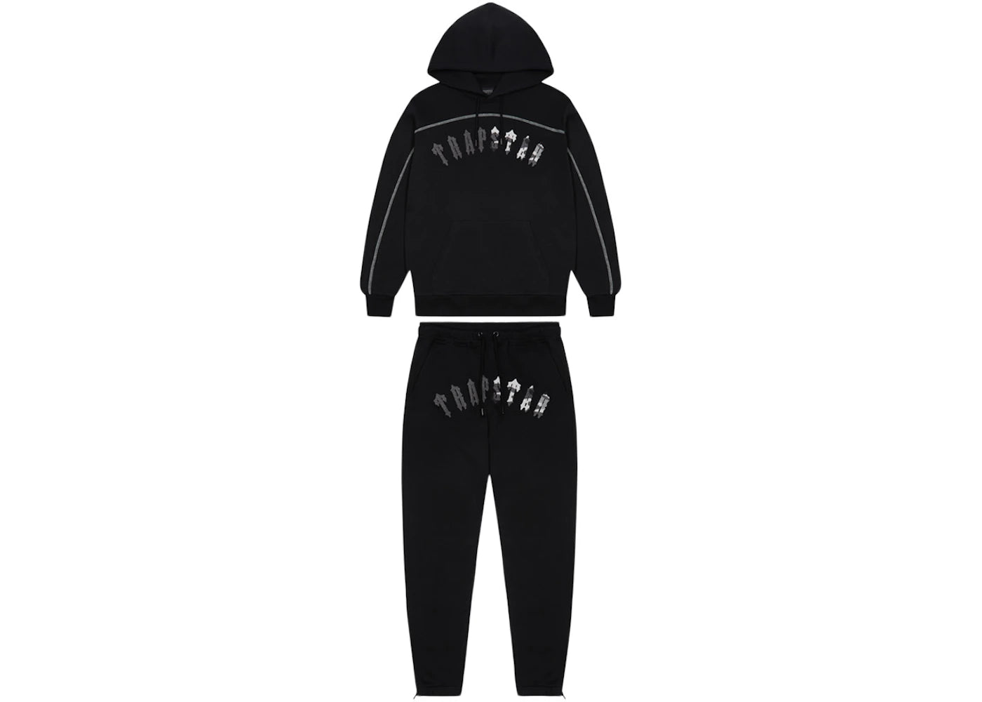 Trapstar Irongate Chenille Arch Hooded Tracksuit Black/Grey Camo