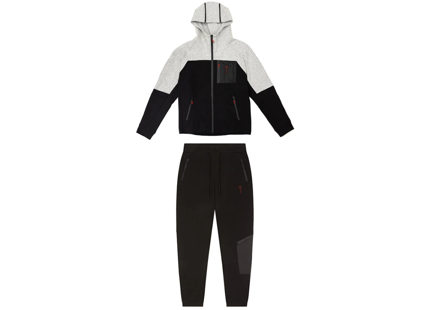 Trapstar Irongate T-Fleece Zip Tracksuit Grey/Black/Red