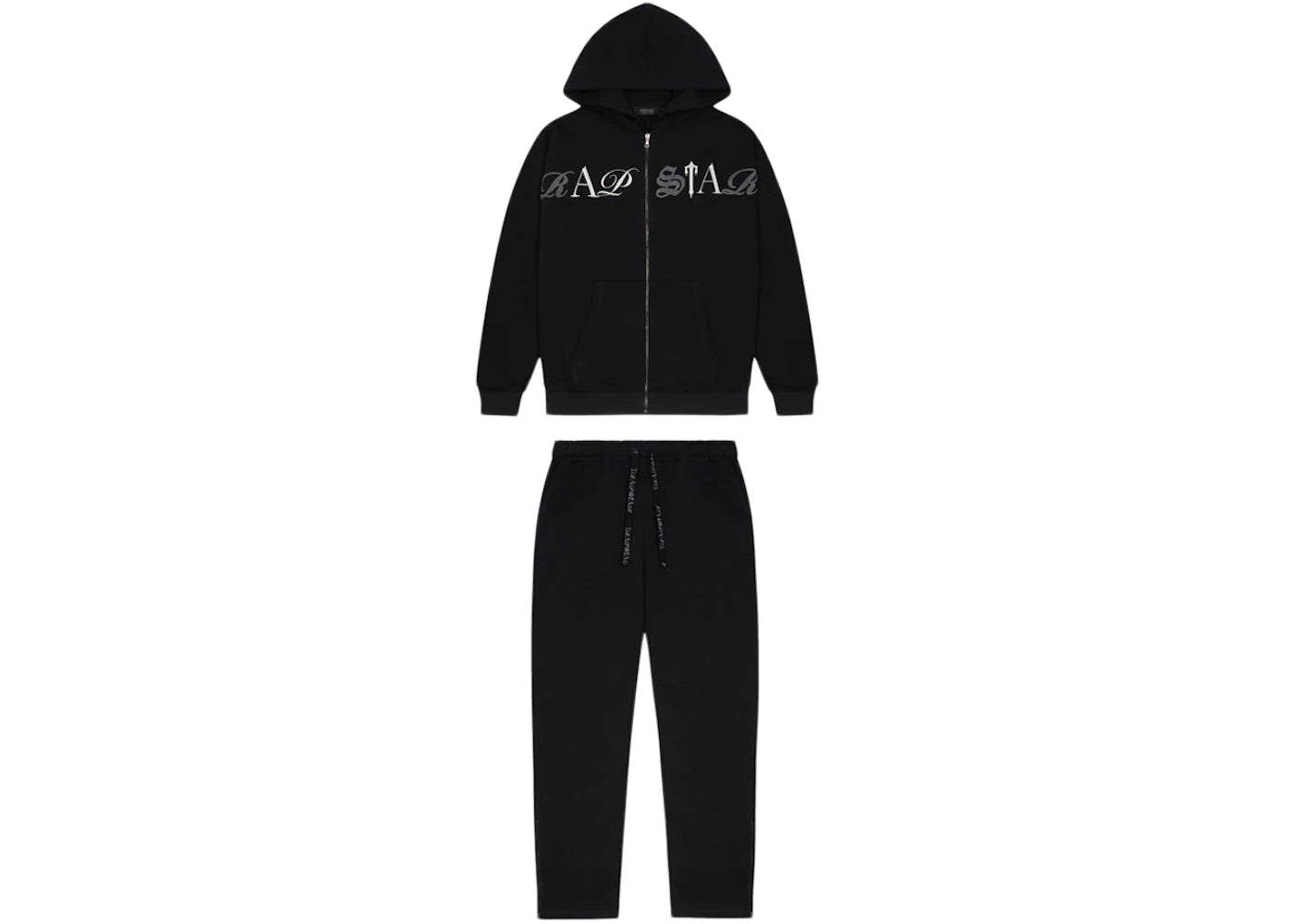 Trapstar Script Zip Hoodie Tracksuit Black