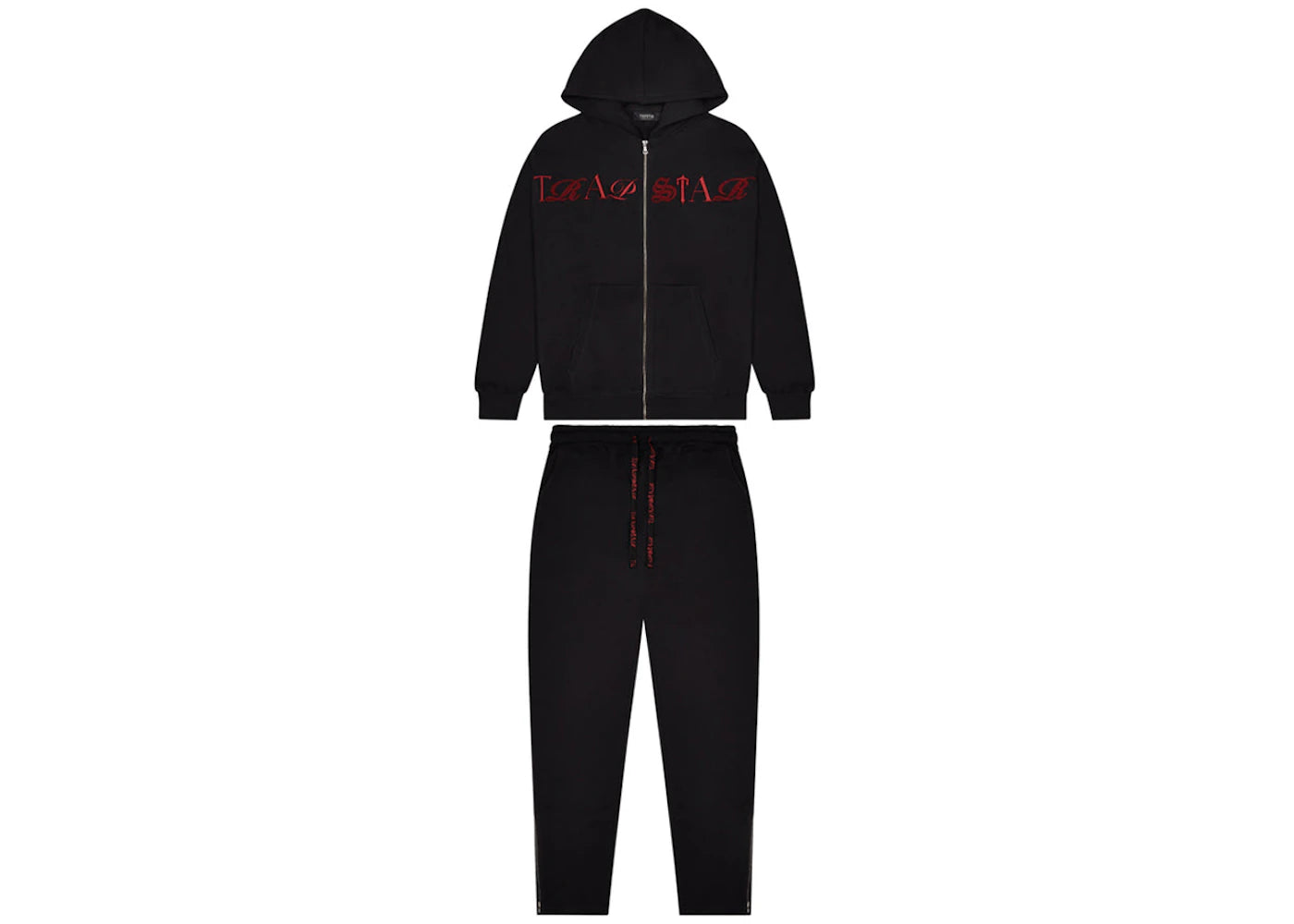 Trapstar Script Zip Through Hoodie Tracksuit Black/Zinfandel