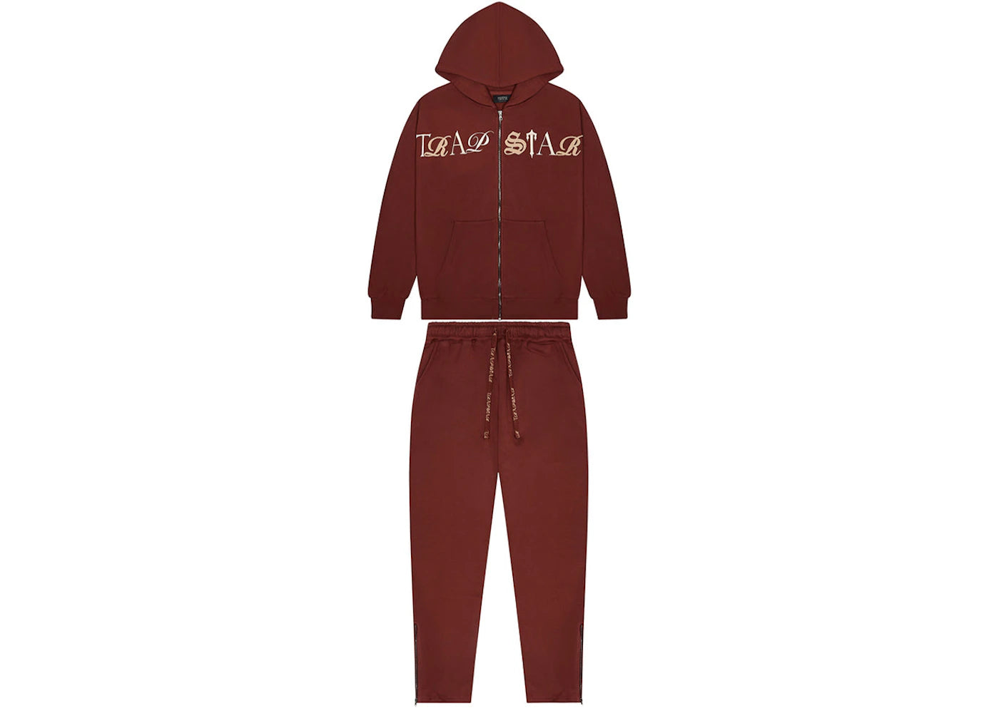 Trapstar Script Zip Through Hoodie Tracksuit Zinfandel