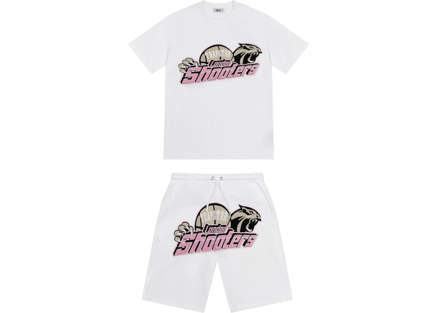 Trapstar Shooters Chenille Short Set White/Pink