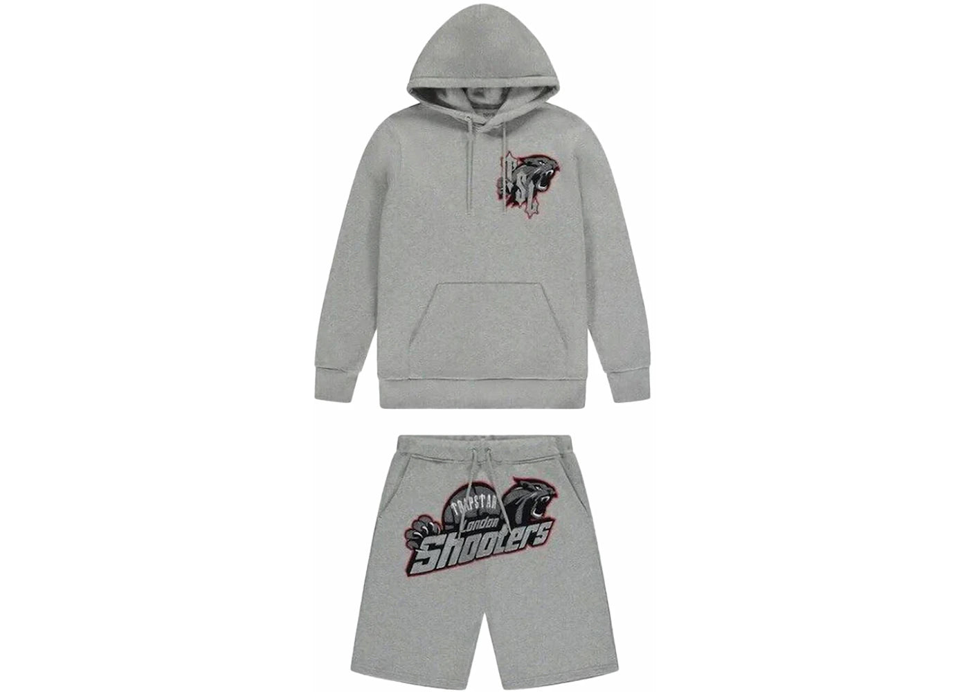 Trapstar Shooters Hoodie Short Set Grey/Red