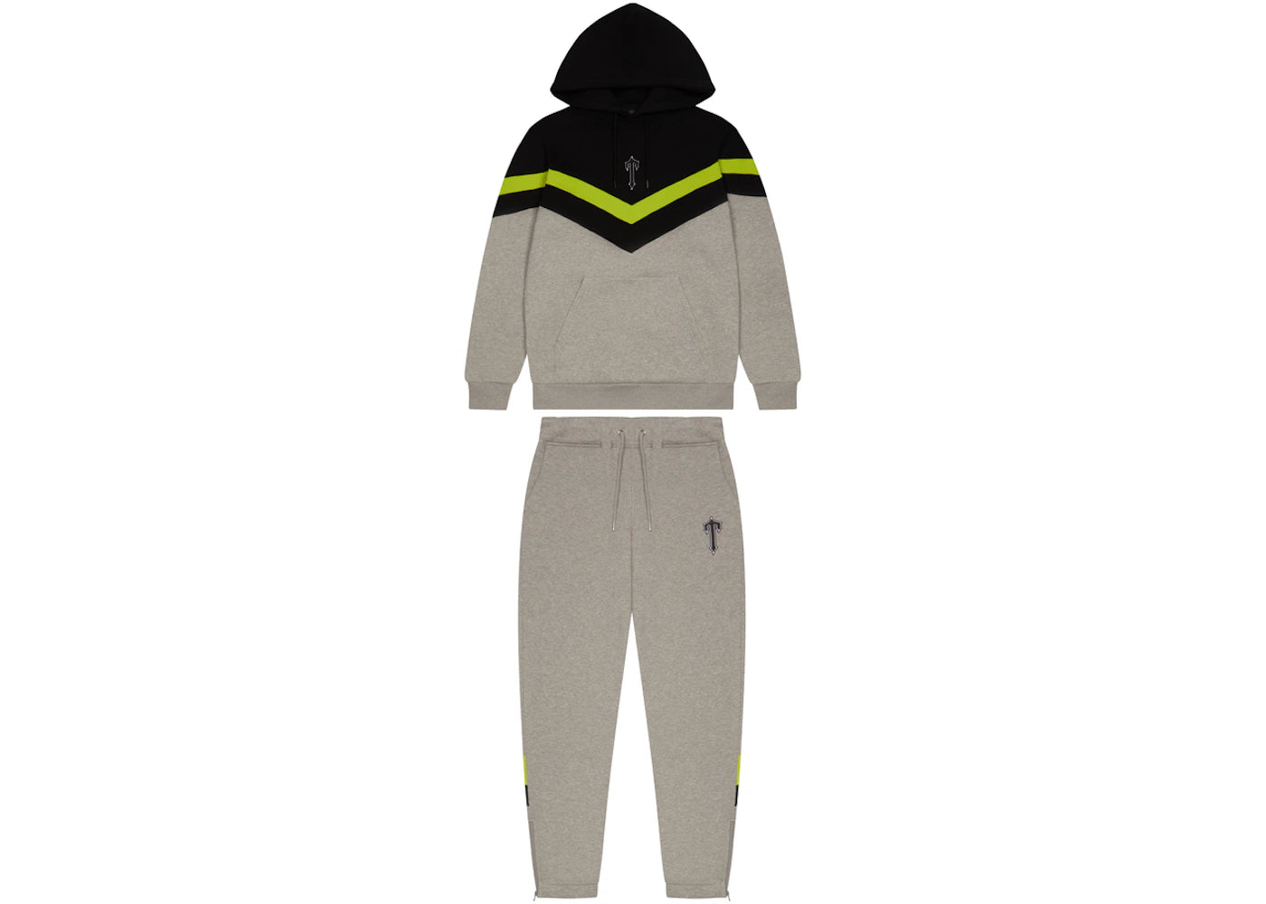 Trapstar V Stripe Hoodie Tracksuit Grey/Lime/Black