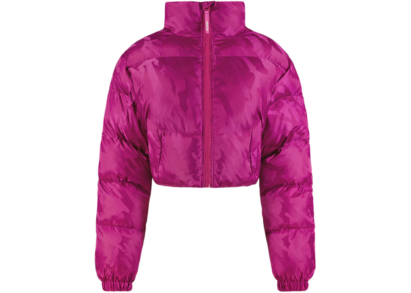 Trapstar Women's Cropped T Jacquard Puffer Jacket Fuchsia Pink