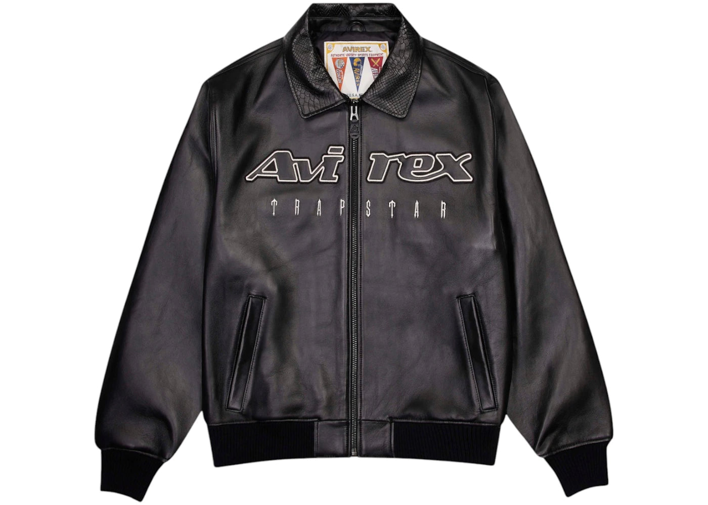 Trapstar x Avirex Leather Jacket Black