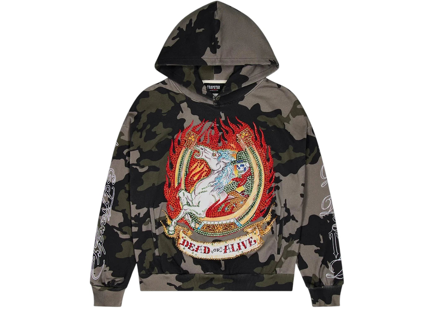 Trapstar x Ed Hardy Dead Or Alive Rhinestone Hoodie Camo