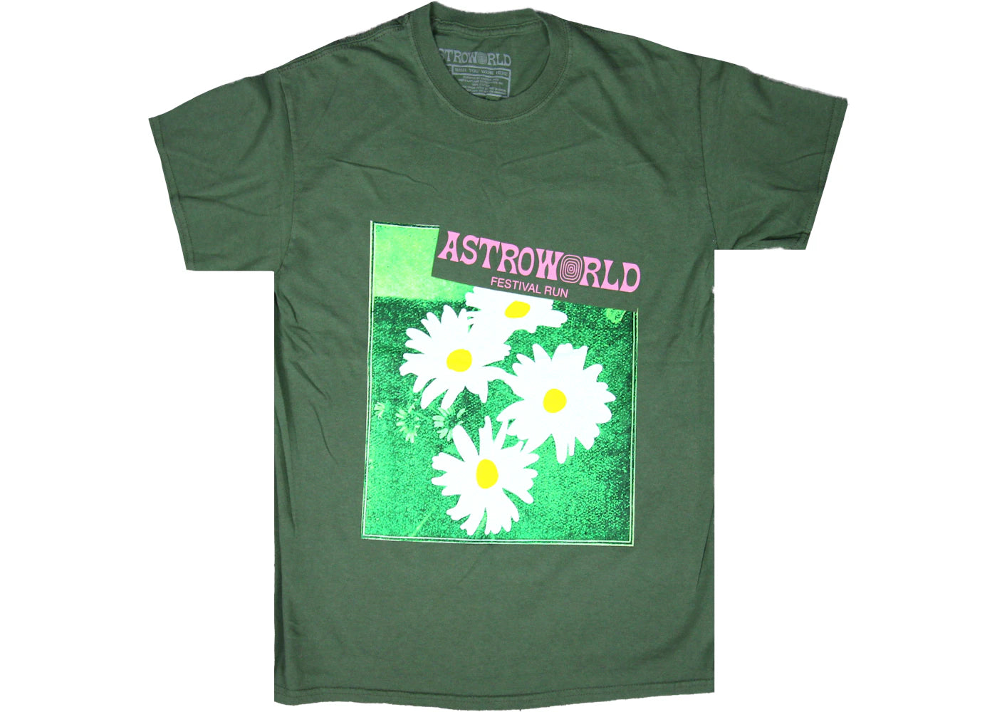 Travis Scott Astroworld Festival Run Flower Tee Olive