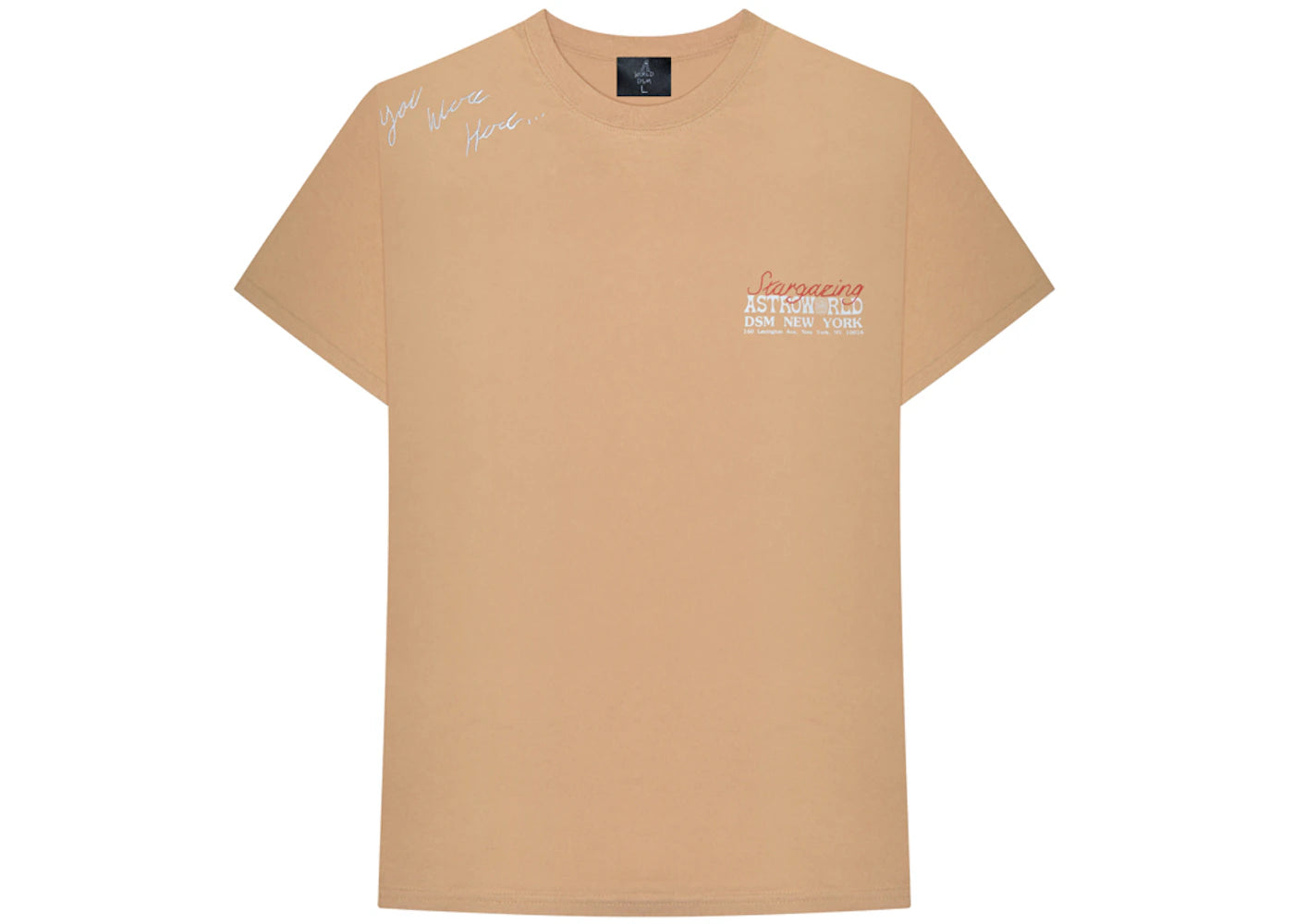 Travis Scott Astroworld X DSM NY Wish You Were Here Tee Tan