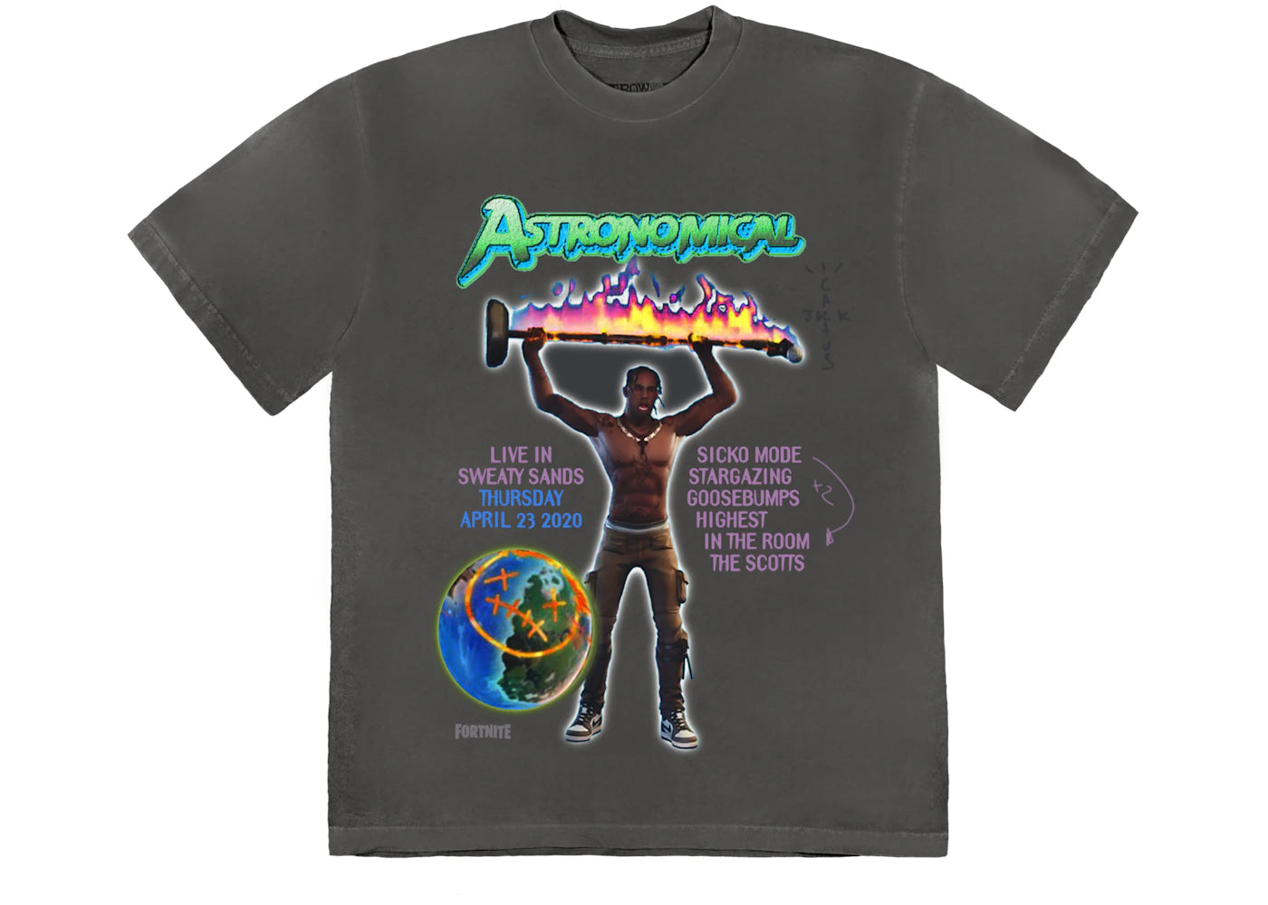 Travis Scott Back Bling T-shirt Washed Black