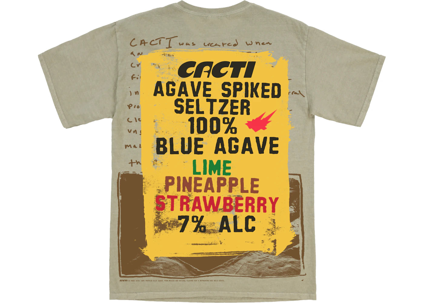 Travis Scott Cacti Painted Sign Tee Tee Olive