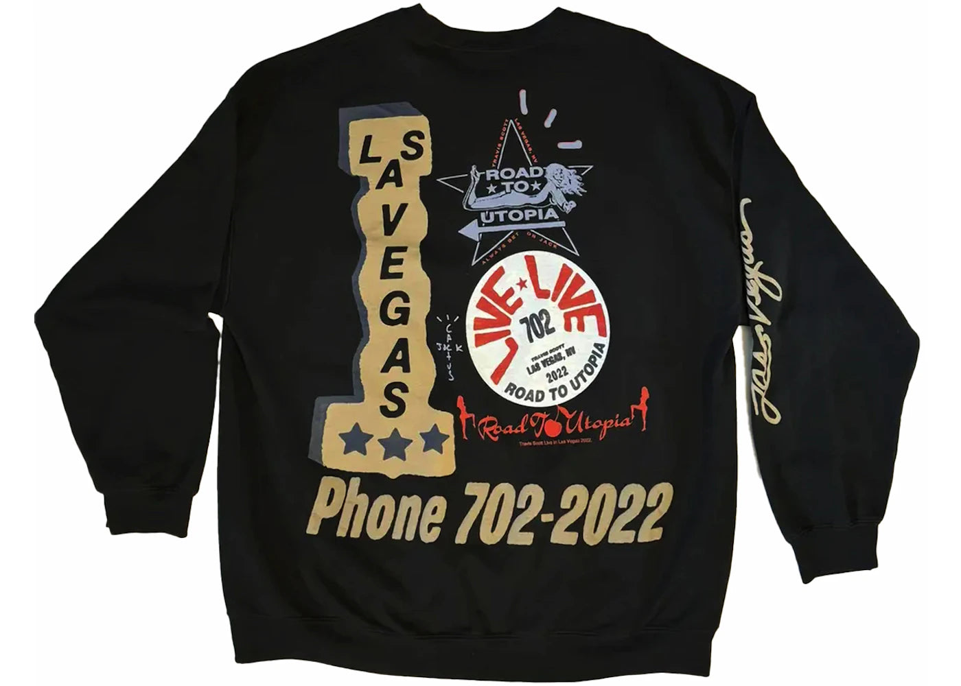 Travis Scott Road to Utopia Las Vegas Crewneck Black