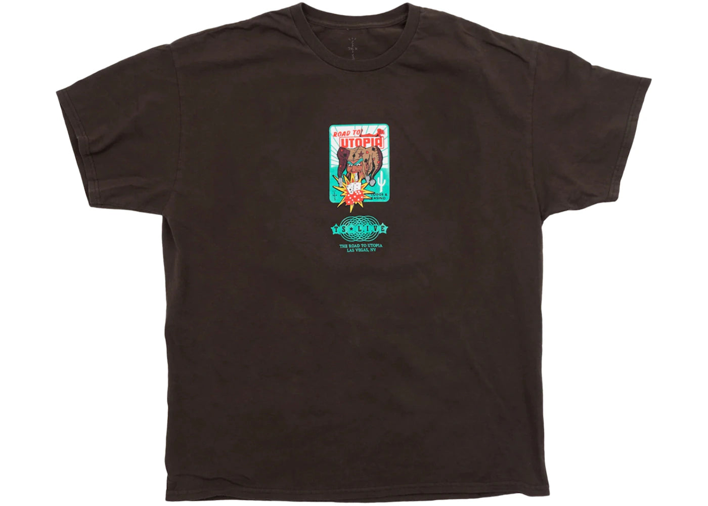 Travis Scott Road to Utopia Las Vegas Joker T-shirt Brown