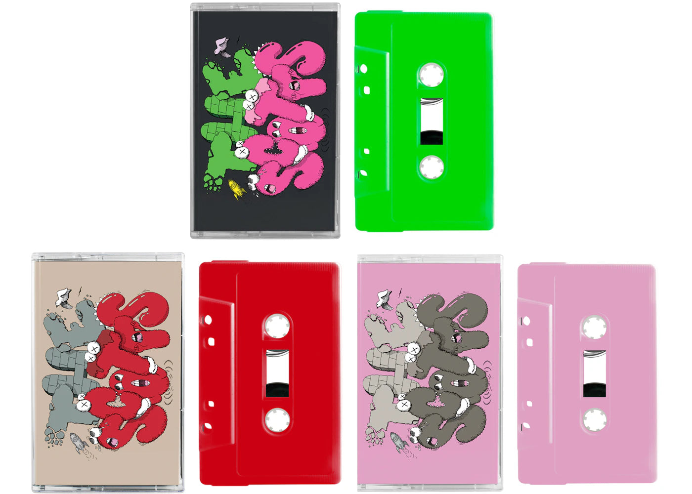 Travis Scott The Scotts KAWS Cassette Green/Red/Pink Set