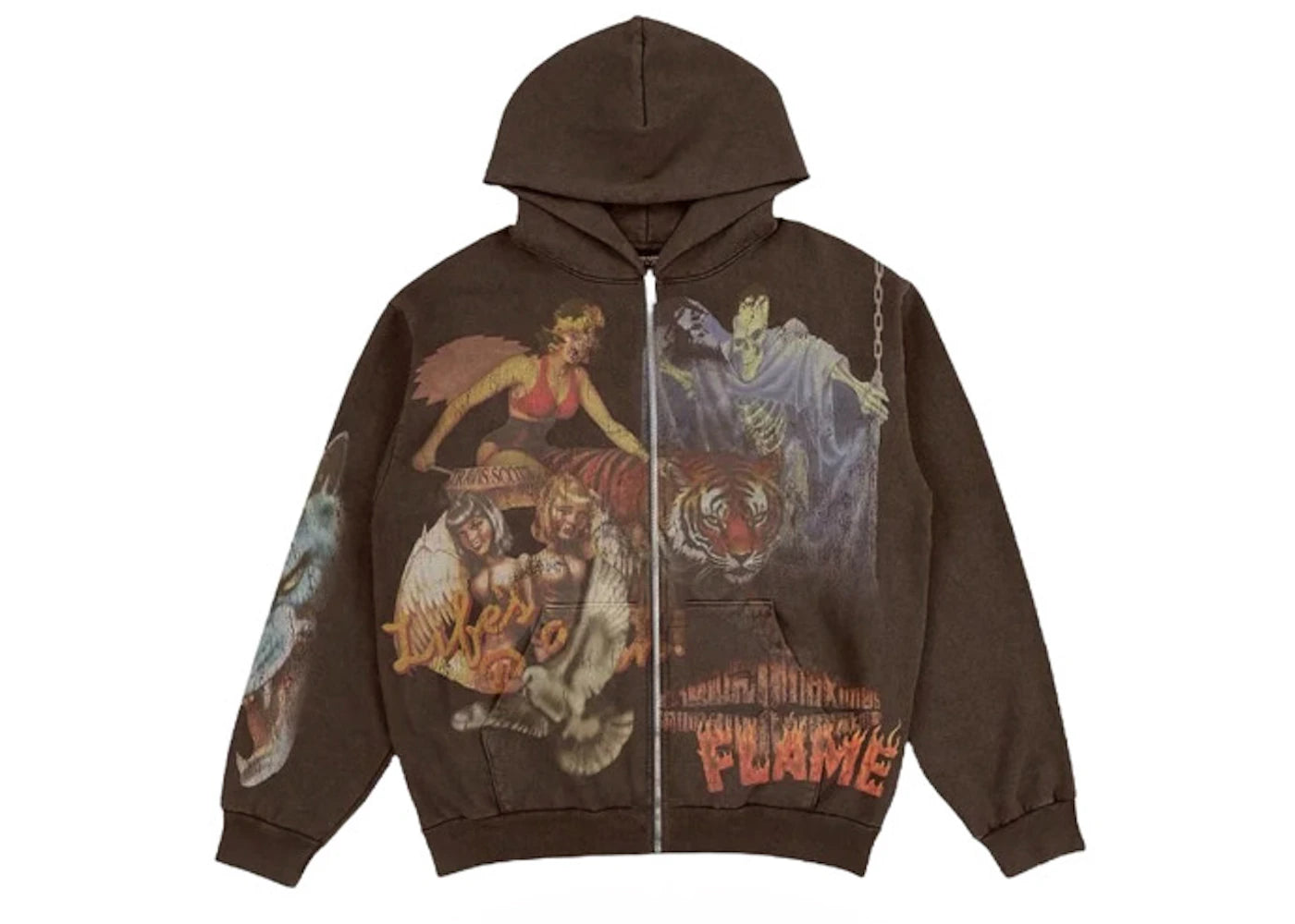 Travis Scott Utopia Circus Maximus 2023 Tour Zip-Up Hoodie Brown
