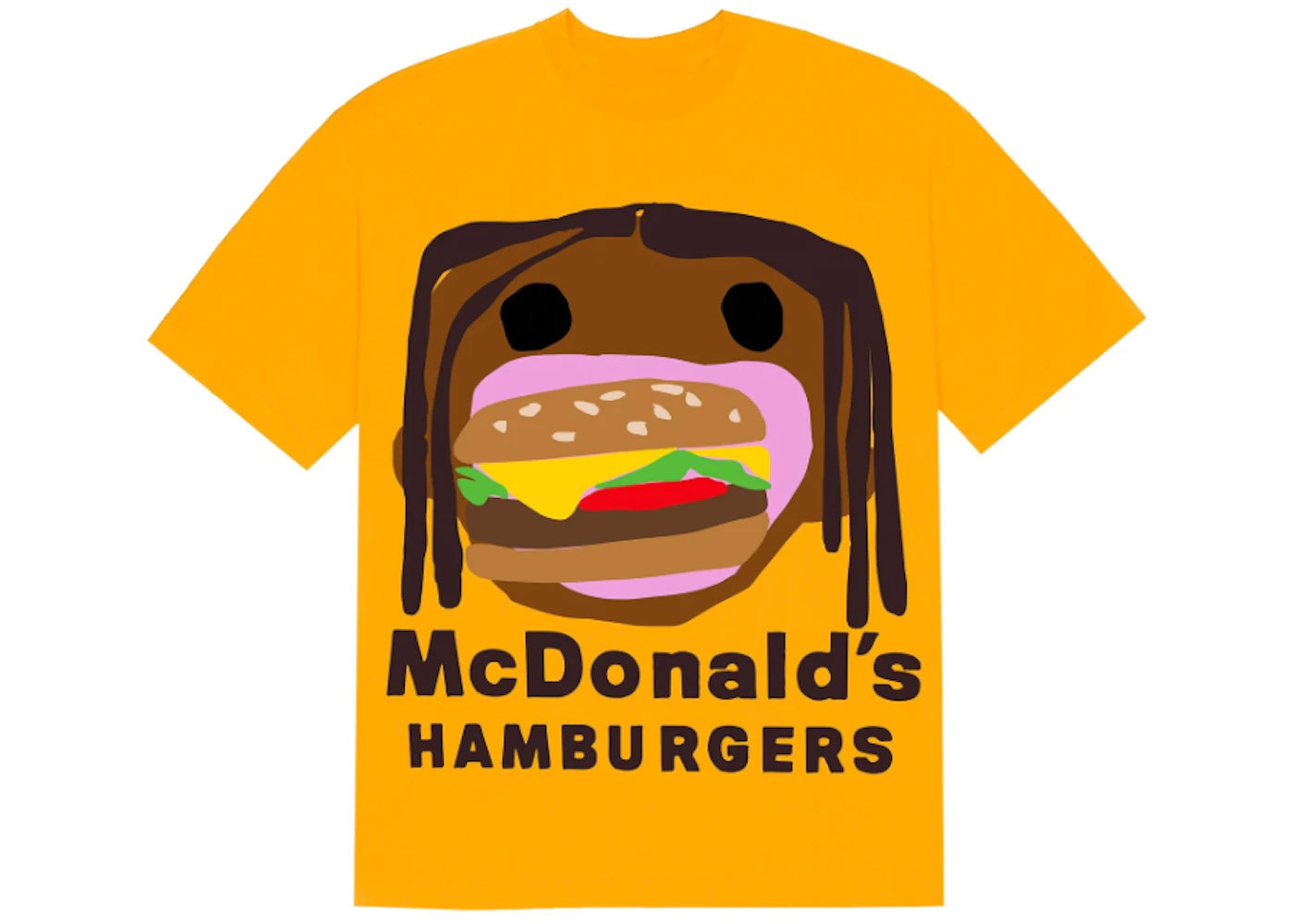 Travis Scott x CPFM 4 CJ Burger Mouth T-shirt Gold