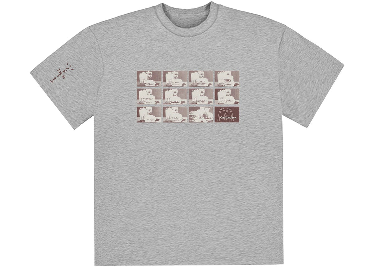 Travis Scott x McDonald's Menu Mono Logo T-shirt Grey
