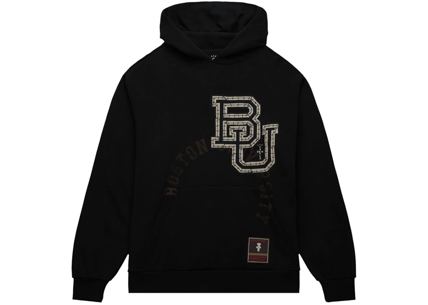 Travis Scott x Mitchell & Ness Boston University Overlap Pullover Hoodie Black
