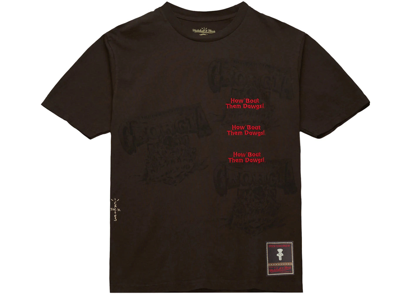 Travis Scott x Mitchell & Ness Georgia Bulldogs Seal T-Shirt Brown