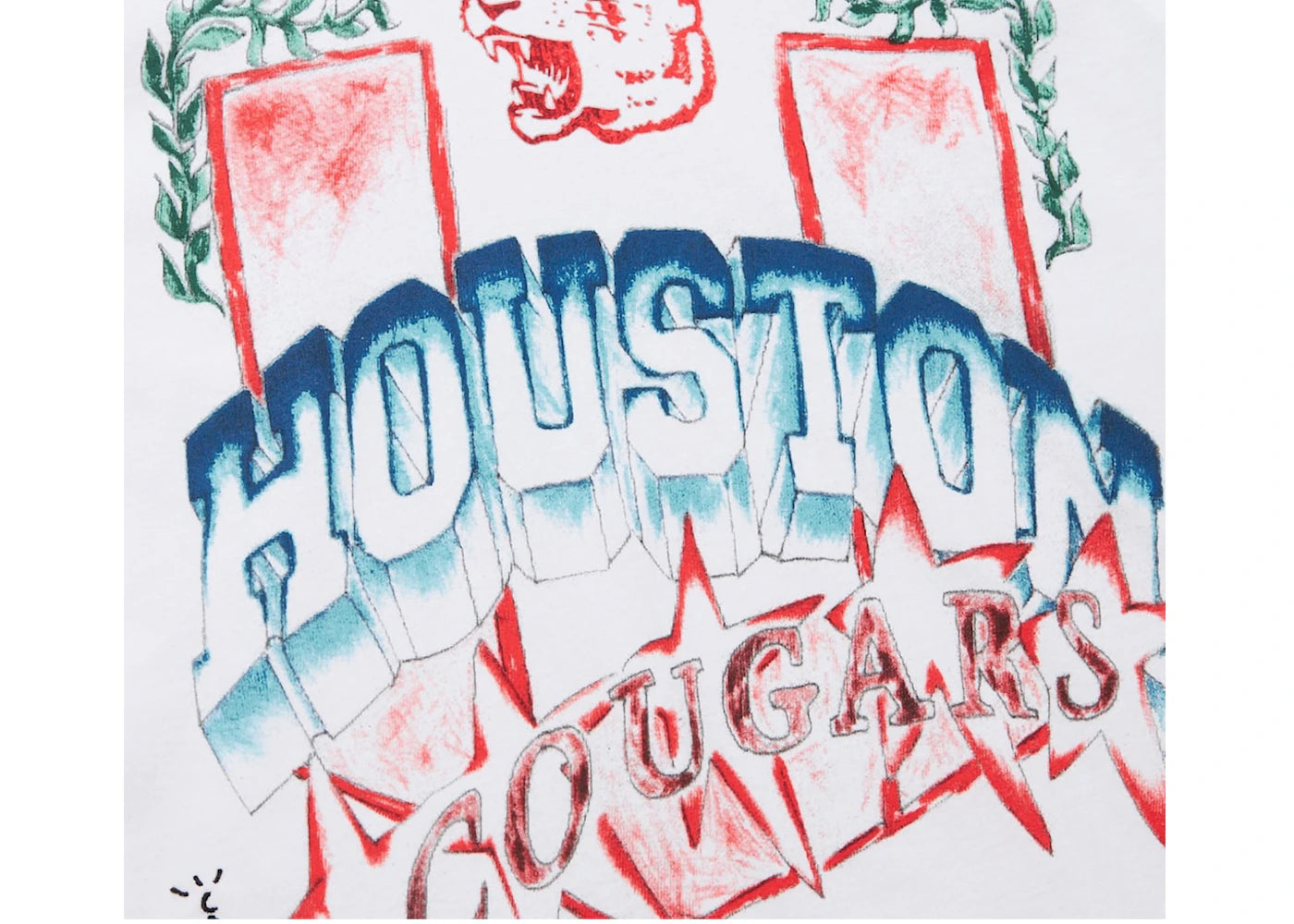 Travis Scott x Mitchell & Ness Houston Cougars Hand-Drawn T-Shirt White