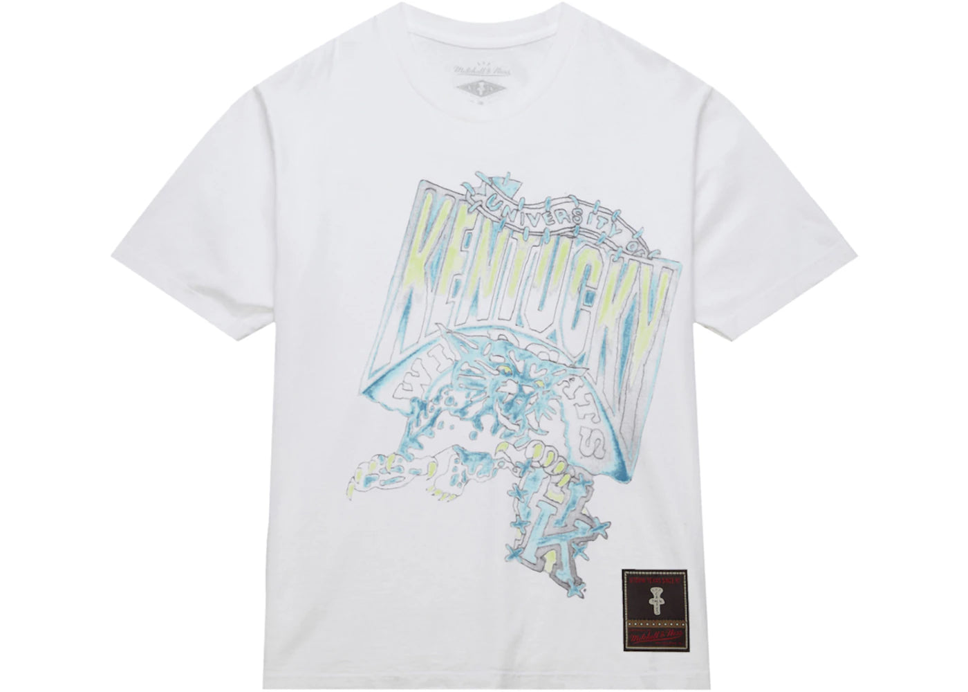 Travis Scott x Mitchell & Ness Kentucky Wildcats Hand-Drawn T-Shirt White