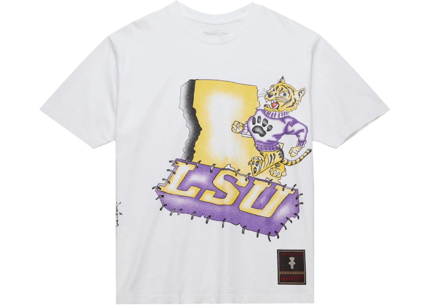 Travis Scott x Mitchell & Ness LSU Tigers Hand-Drawn T-Shirt White