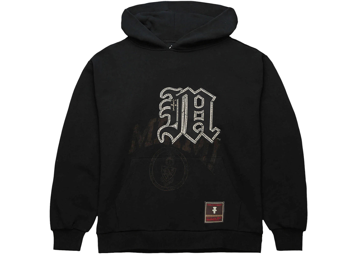 Travis Scott x Mitchell & Ness Miami Hurricanes Overlap Pullover Hoodie Black