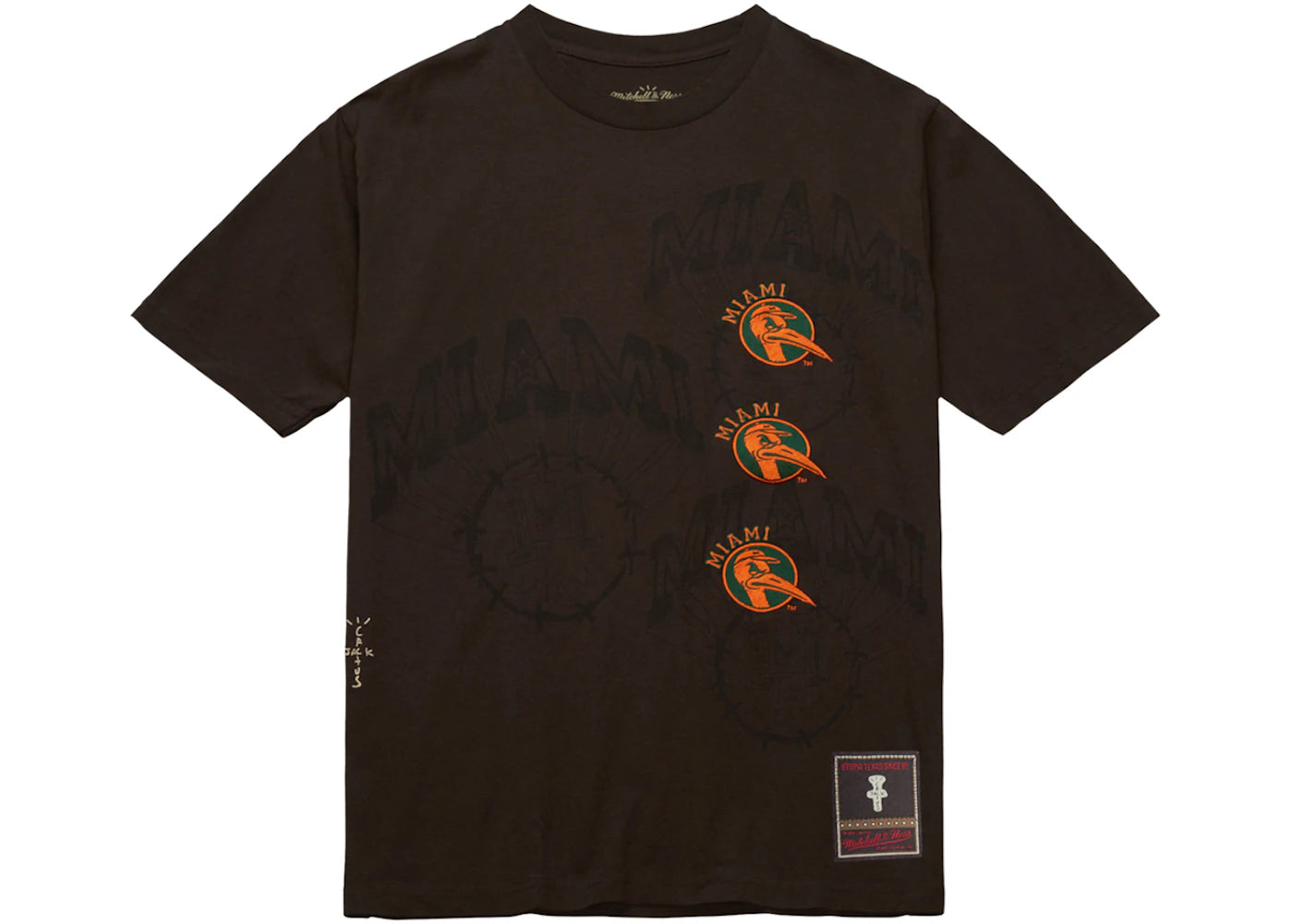 Travis Scott x Mitchell & Ness Miami Hurricanes Seal T-Shirt Brown