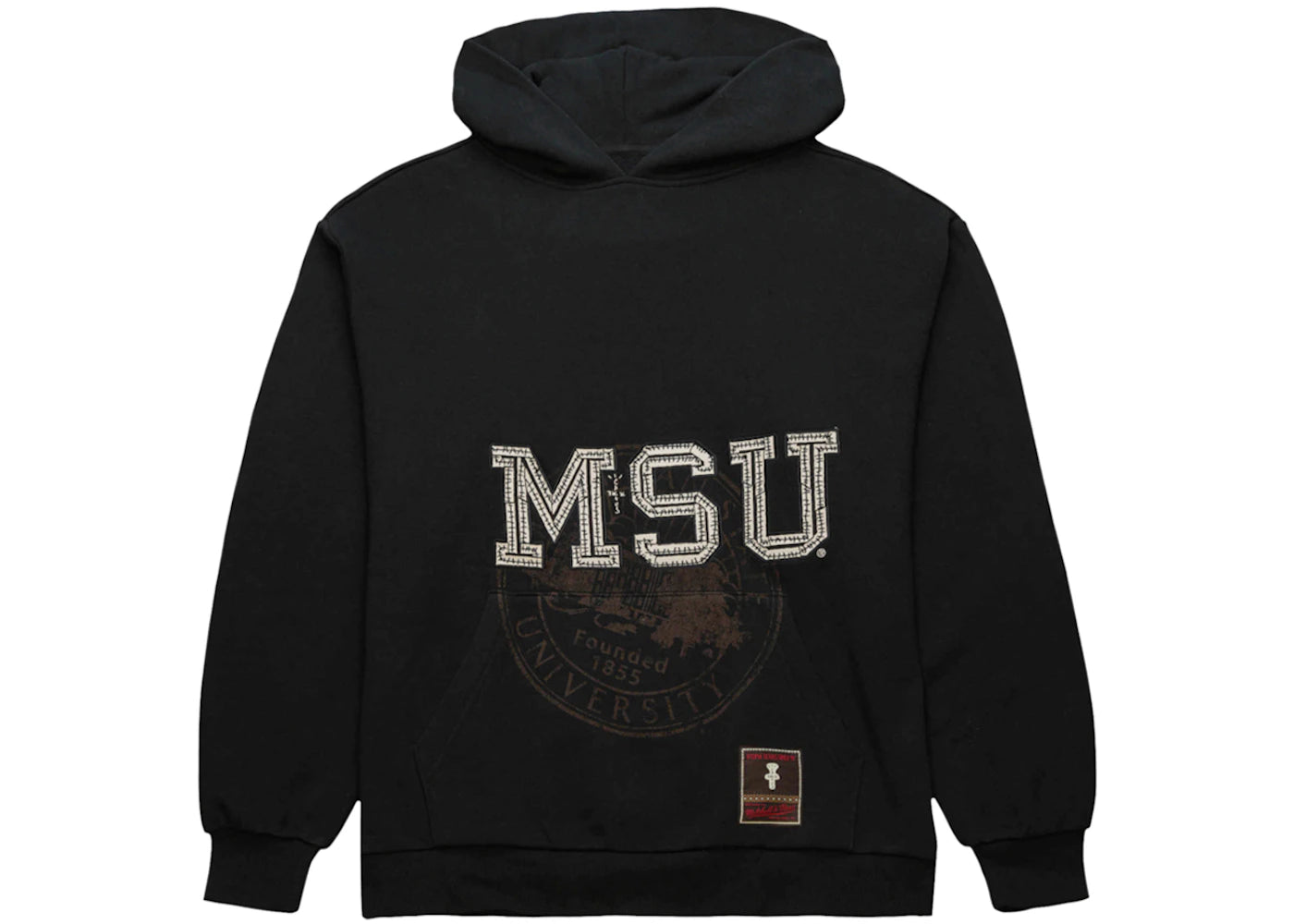 Travis Scott x Mitchell & Ness Michigan State Spartans Overlap Pullover Hoodie Black