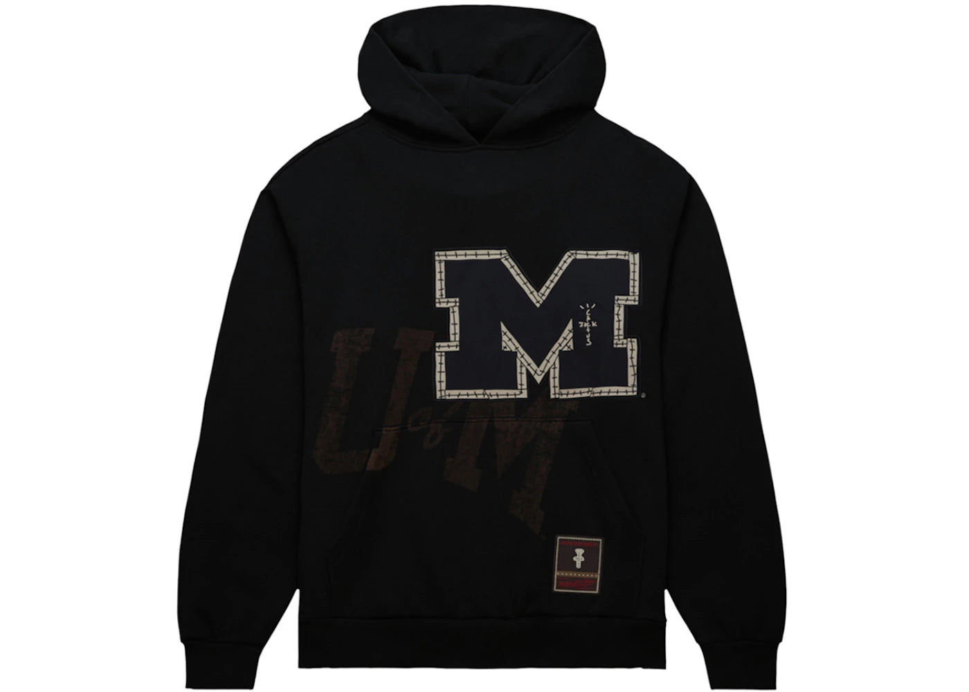 Travis Scott x Mitchell & Ness Michigan Wolverines Overlap Pullover Hoodie Black