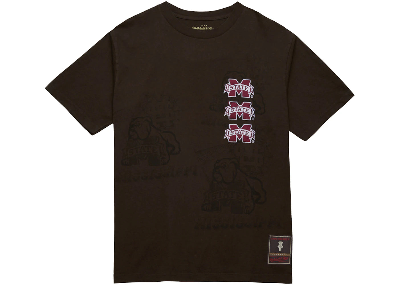 Travis Scott x Mitchell & Ness Mississippi State Bulldogs Seal T-Shirt Brown