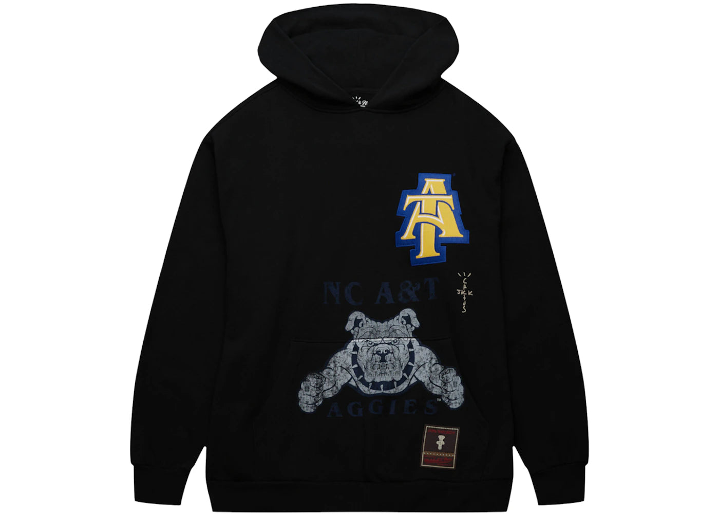 Travis Scott x Mitchell & Ness North Carolina A&T Aggies Overlap Pullover Hoodie Black