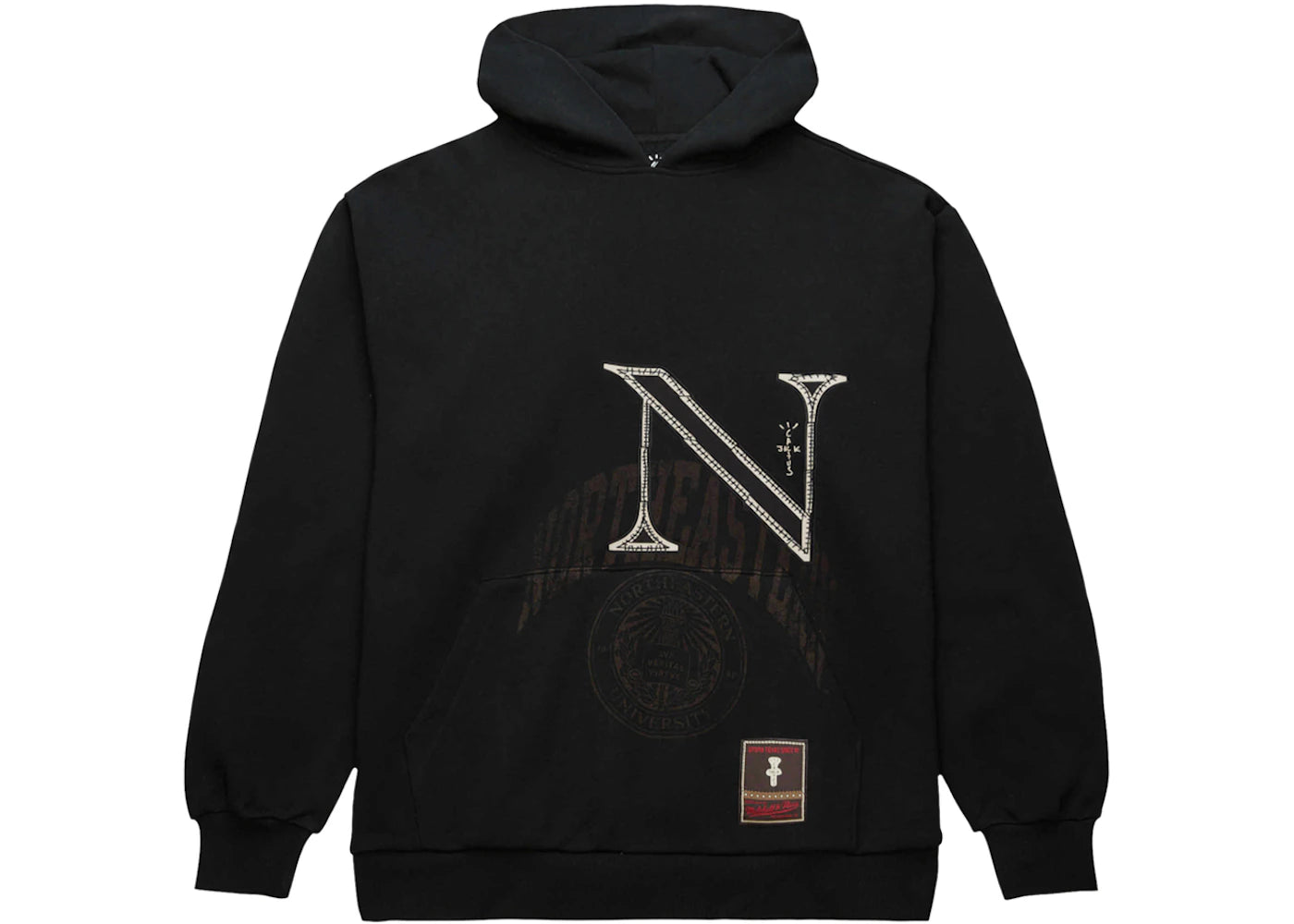 Travis Scott x Mitchell & Ness Northeastern Huskies Overlap Pullover Hoodie Black