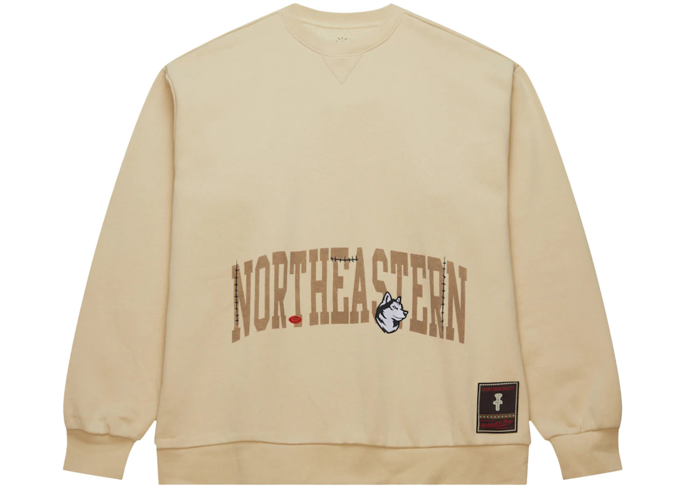 Travis Scott x Mitchell & Ness Northeastern Huskies Pullover Sweatshirt Tan