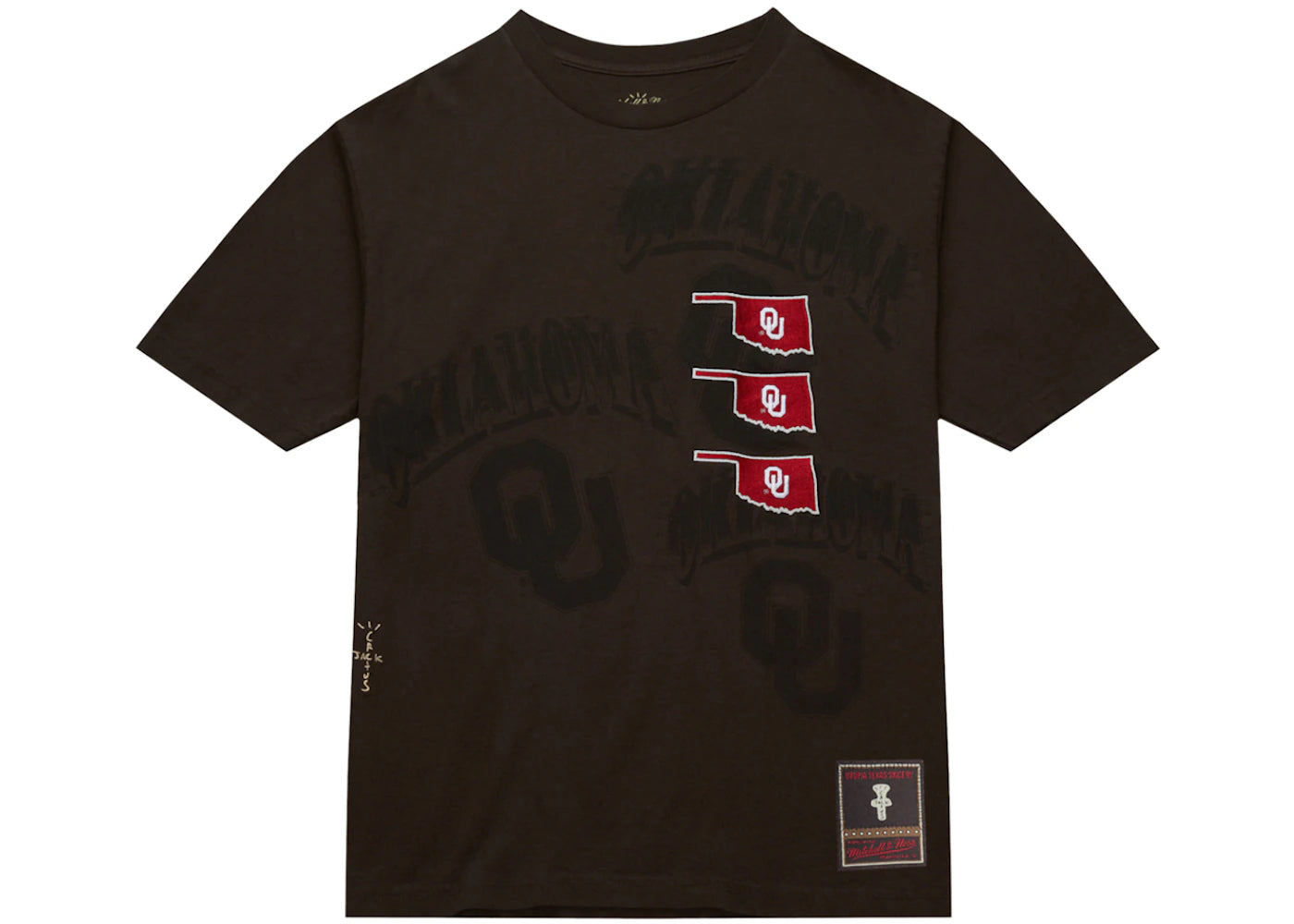 Travis Scott x Mitchell & Ness Oklahoma Sooners Seal T-Shirt Brown